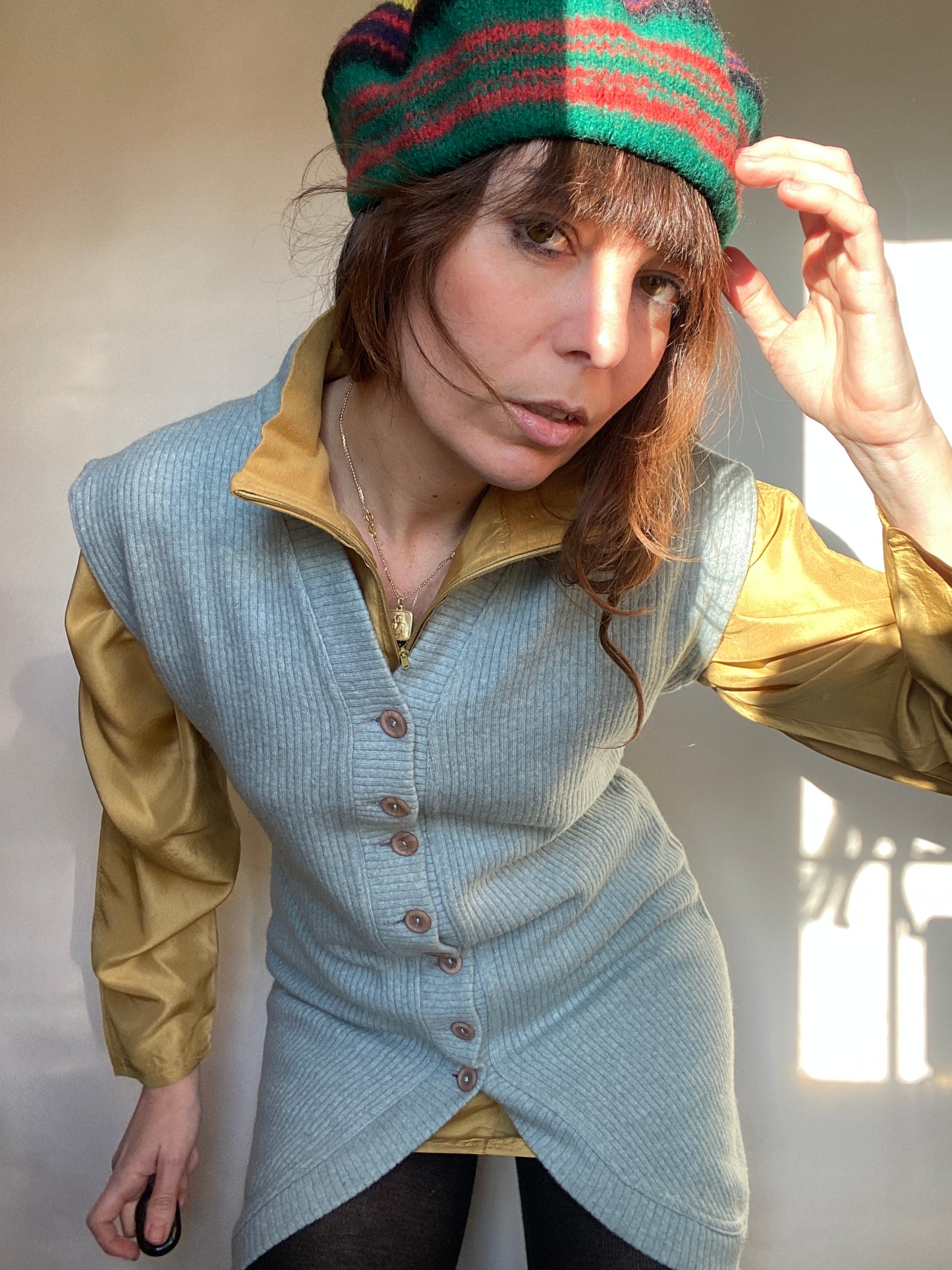 Gilet lungo azzurro