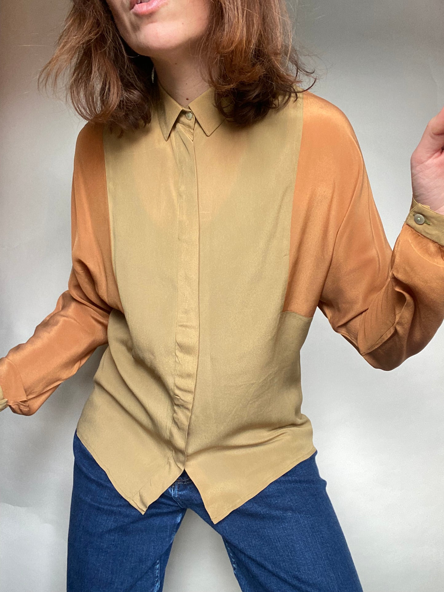 Camicia seta bicolore