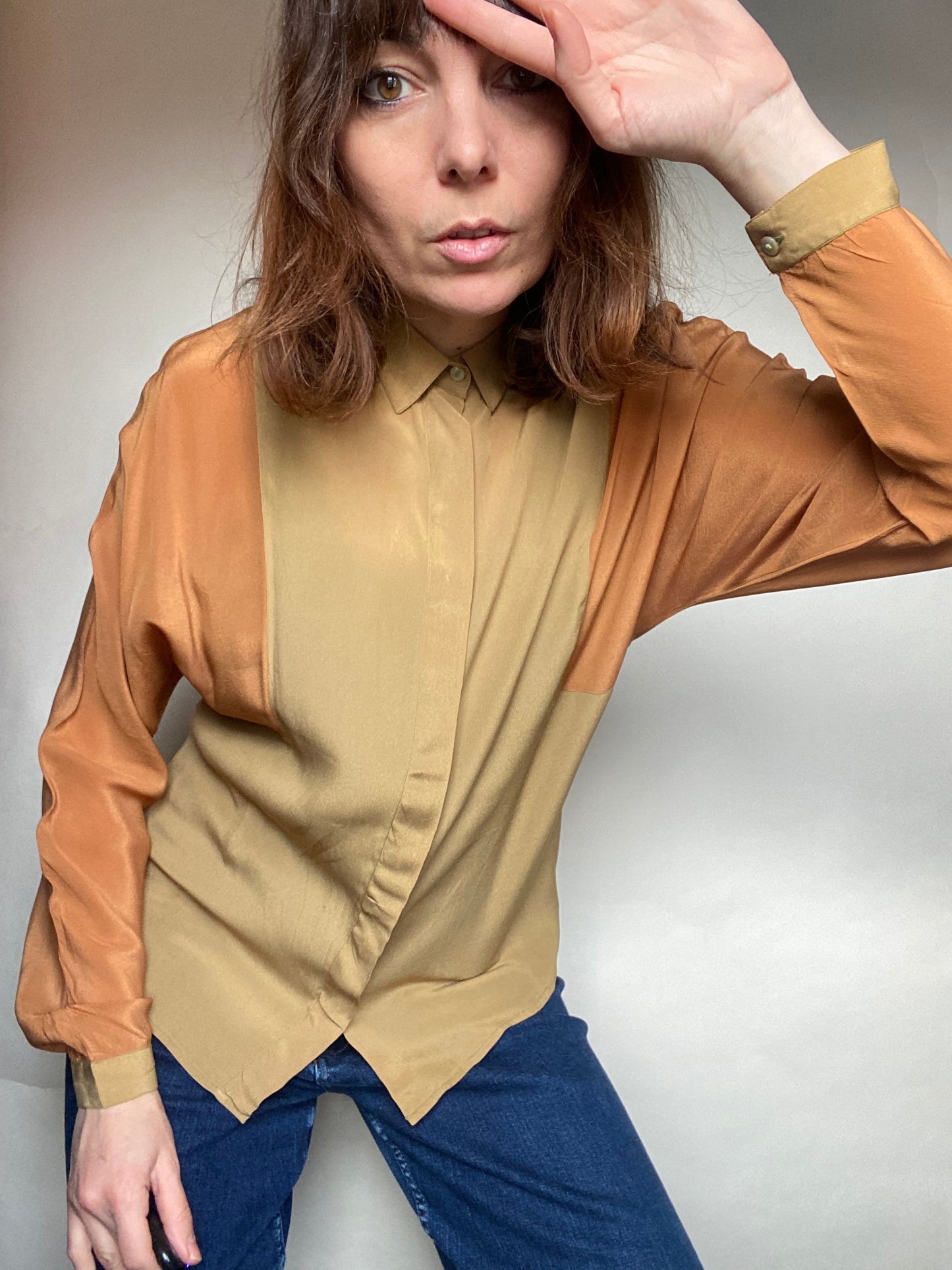 Camicia seta bicolore