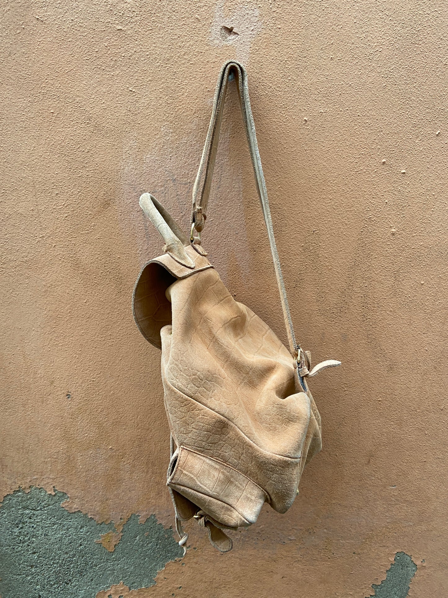 Zaino scamosciato beige