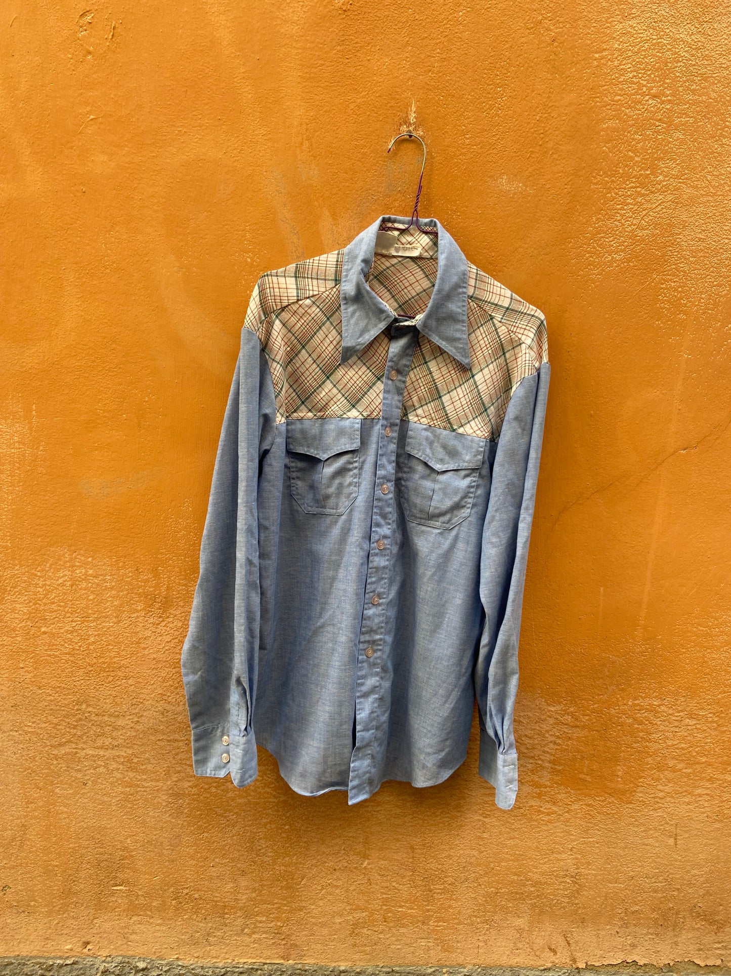 Camicia jeans quadrettata
