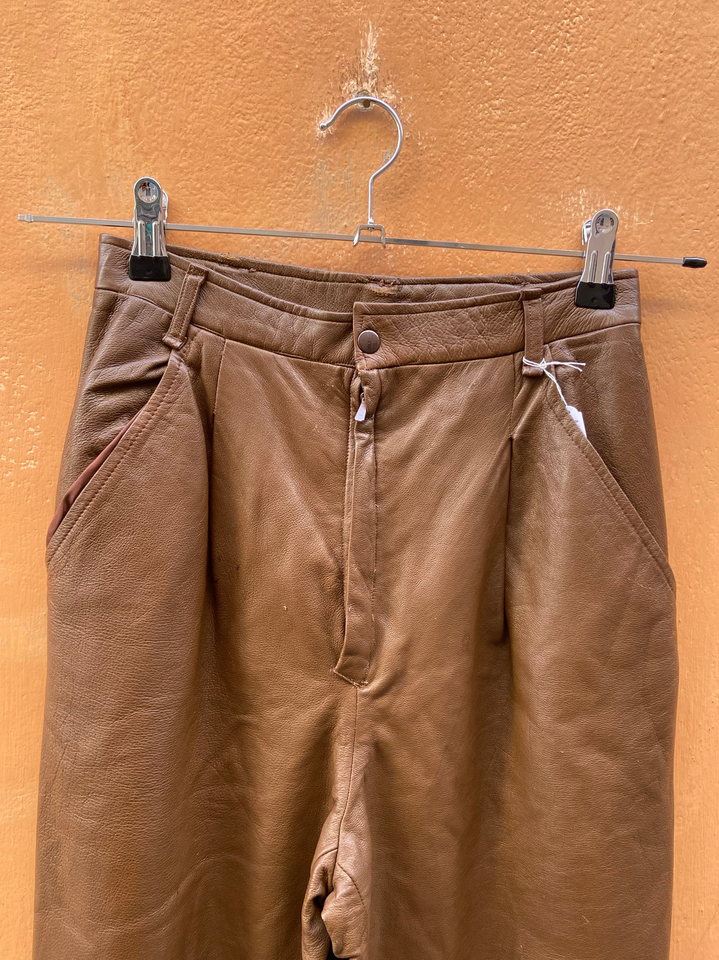 Pantalone in pelle marrone