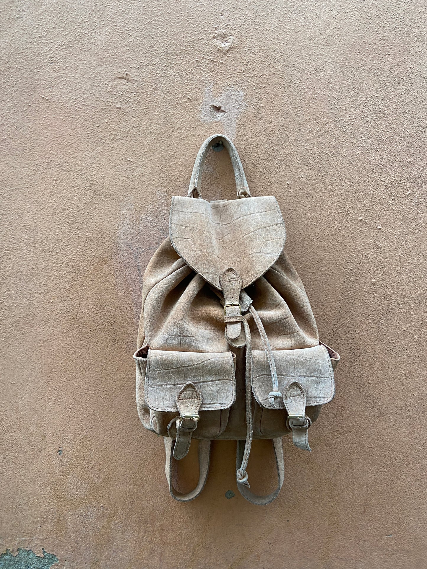 Zaino scamosciato beige