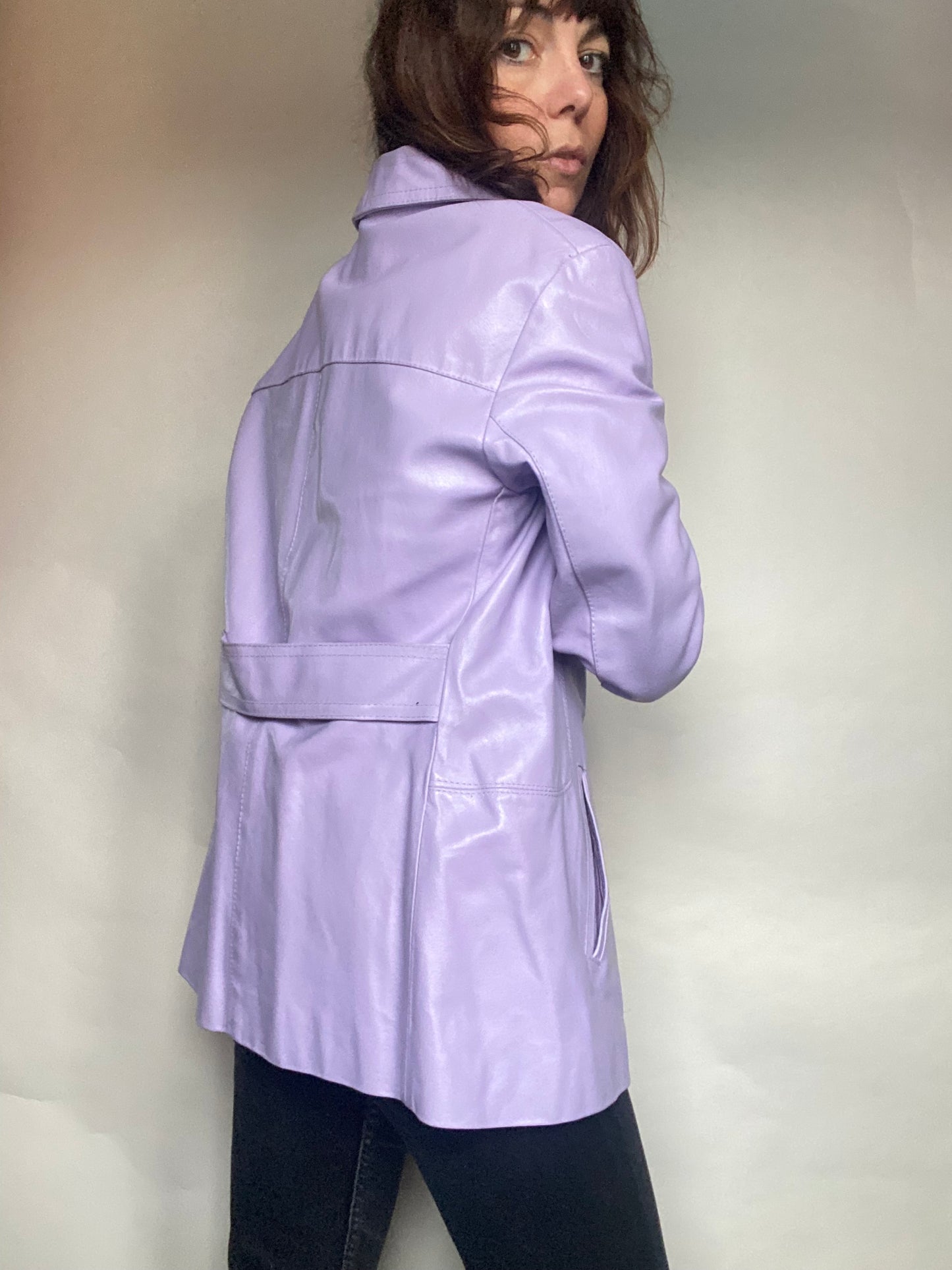 Giacca in pelle lilla