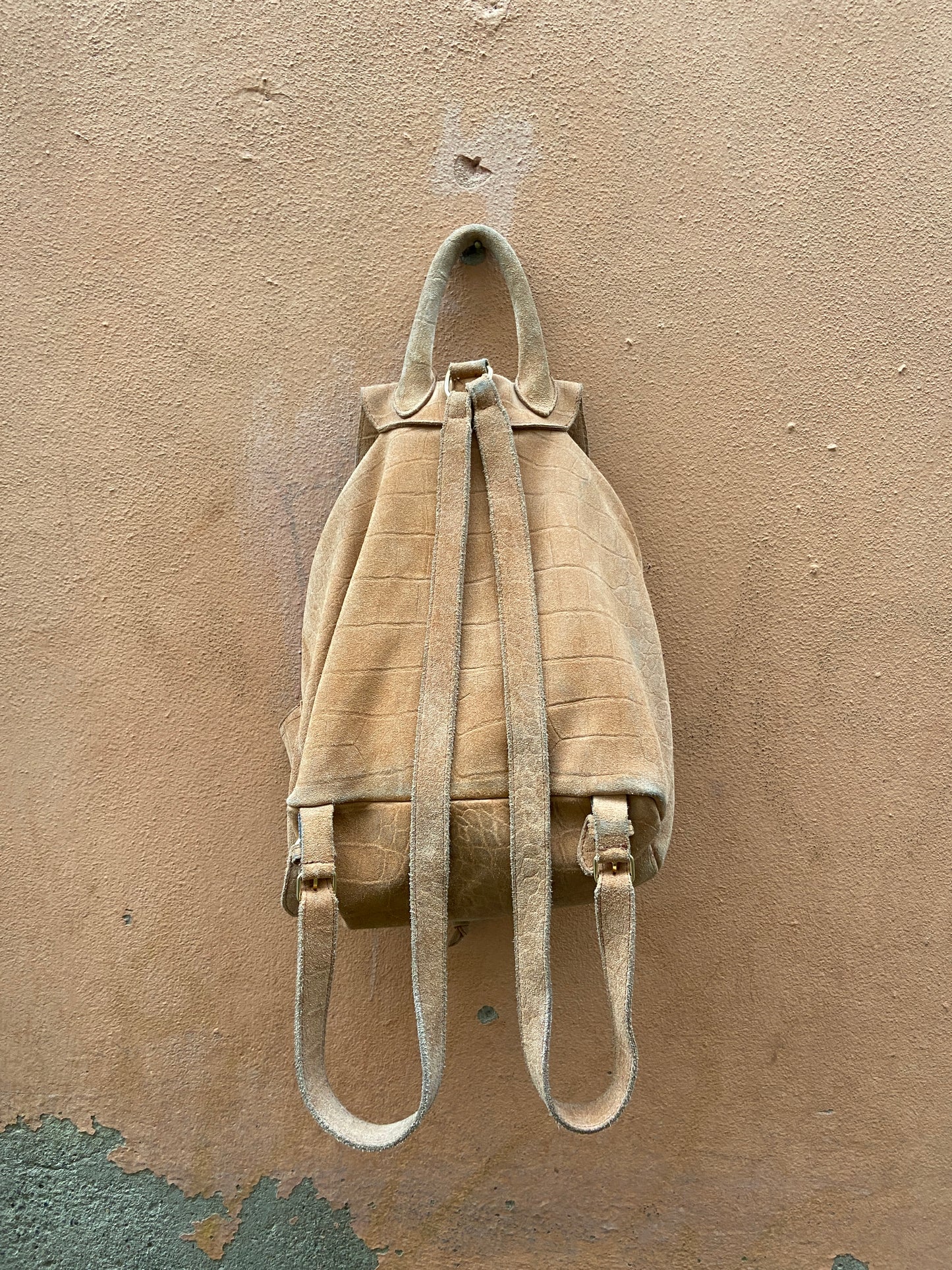 Zaino scamosciato beige