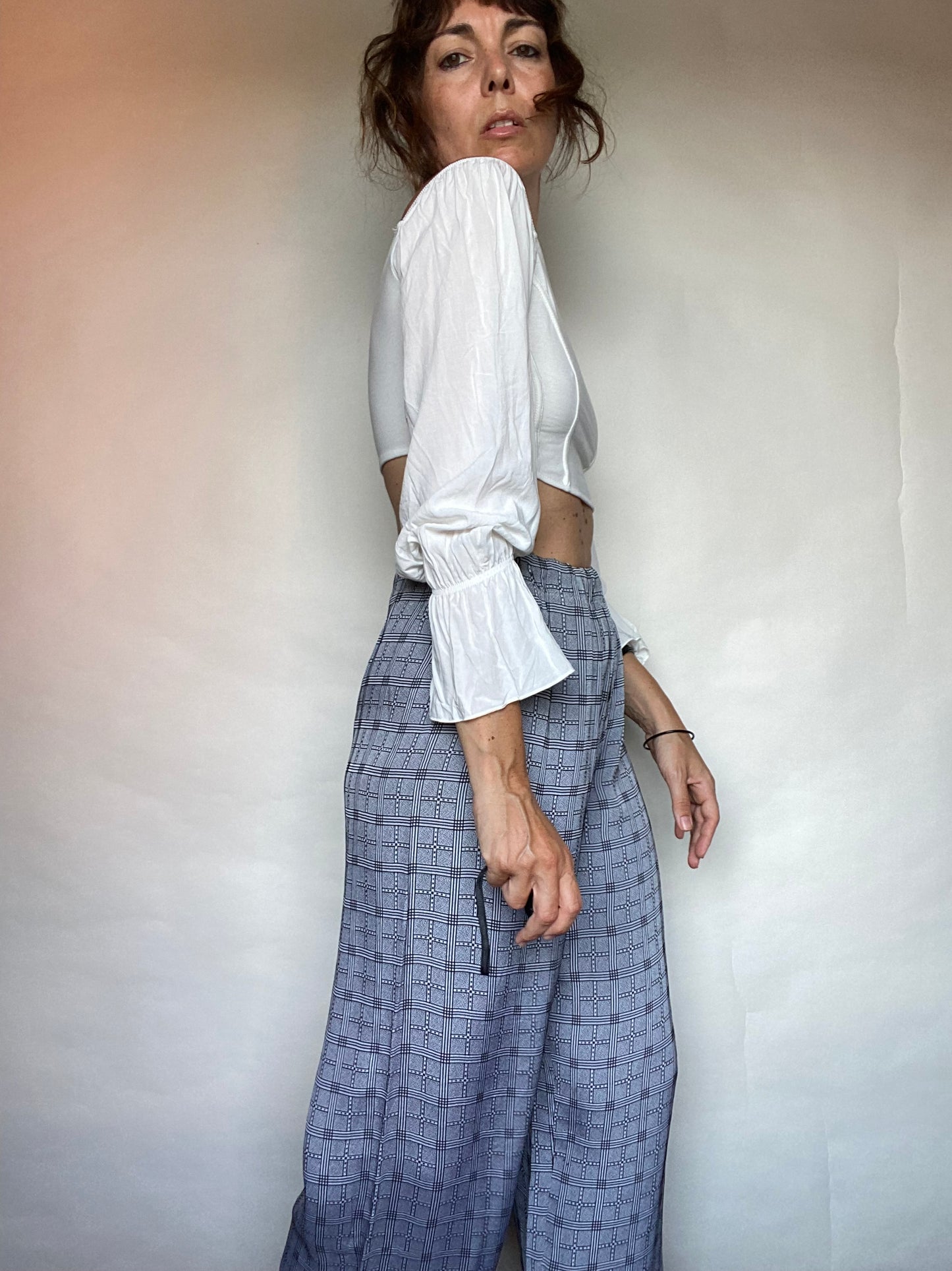 Pantalone fluido quadretti