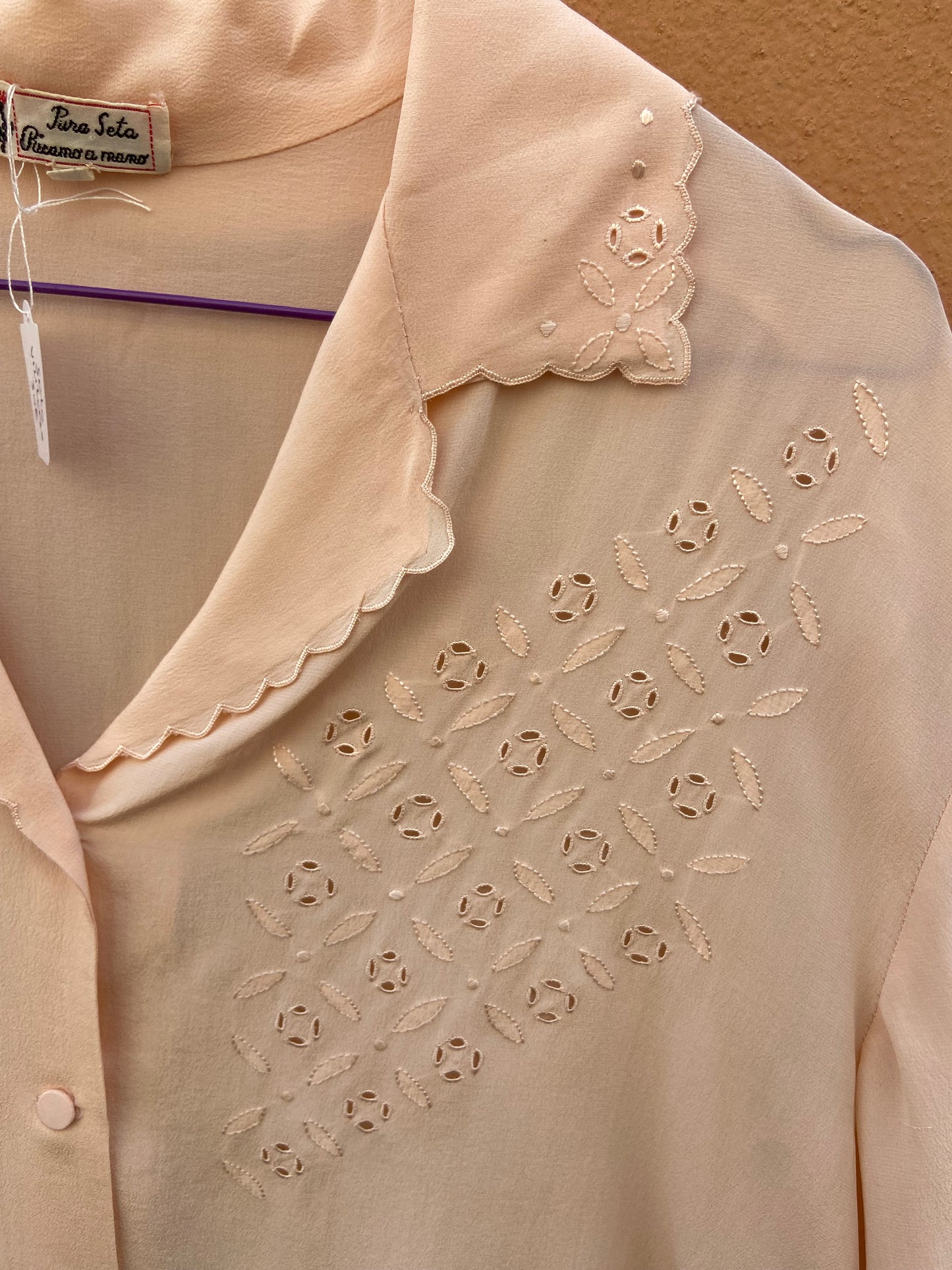 Camicia seta rosa pesca