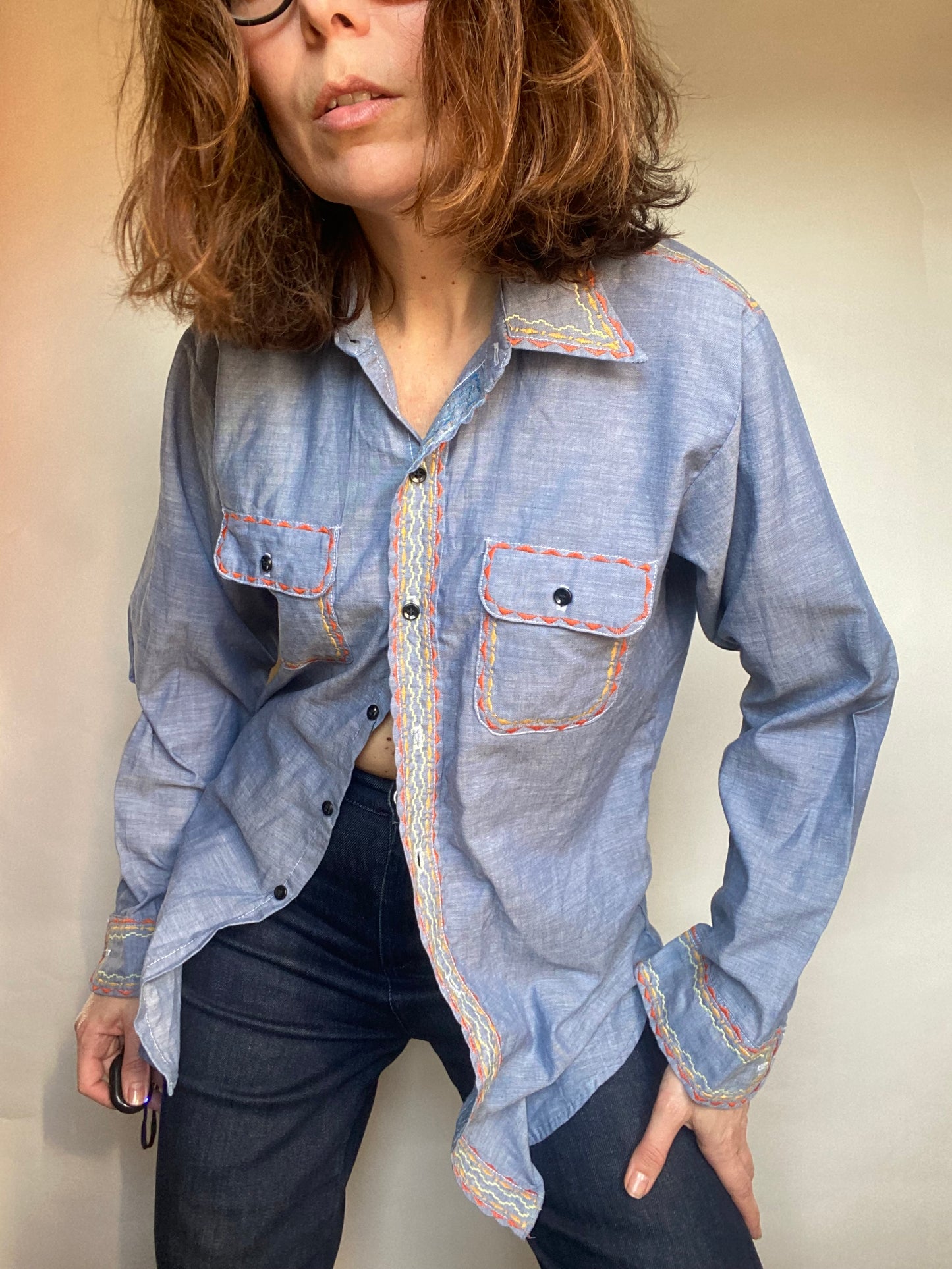 Camicia jeans impunture