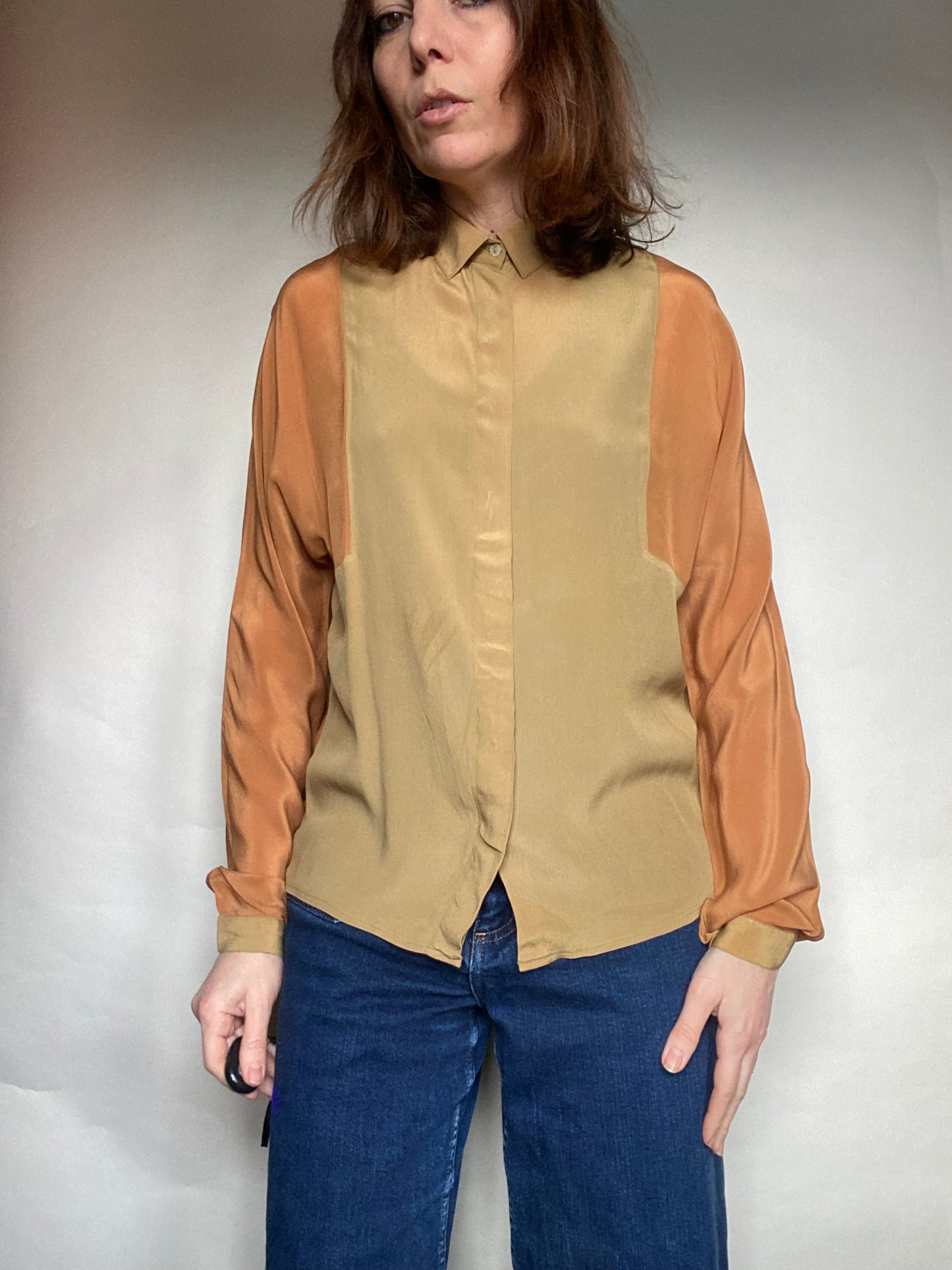 Camicia seta bicolore