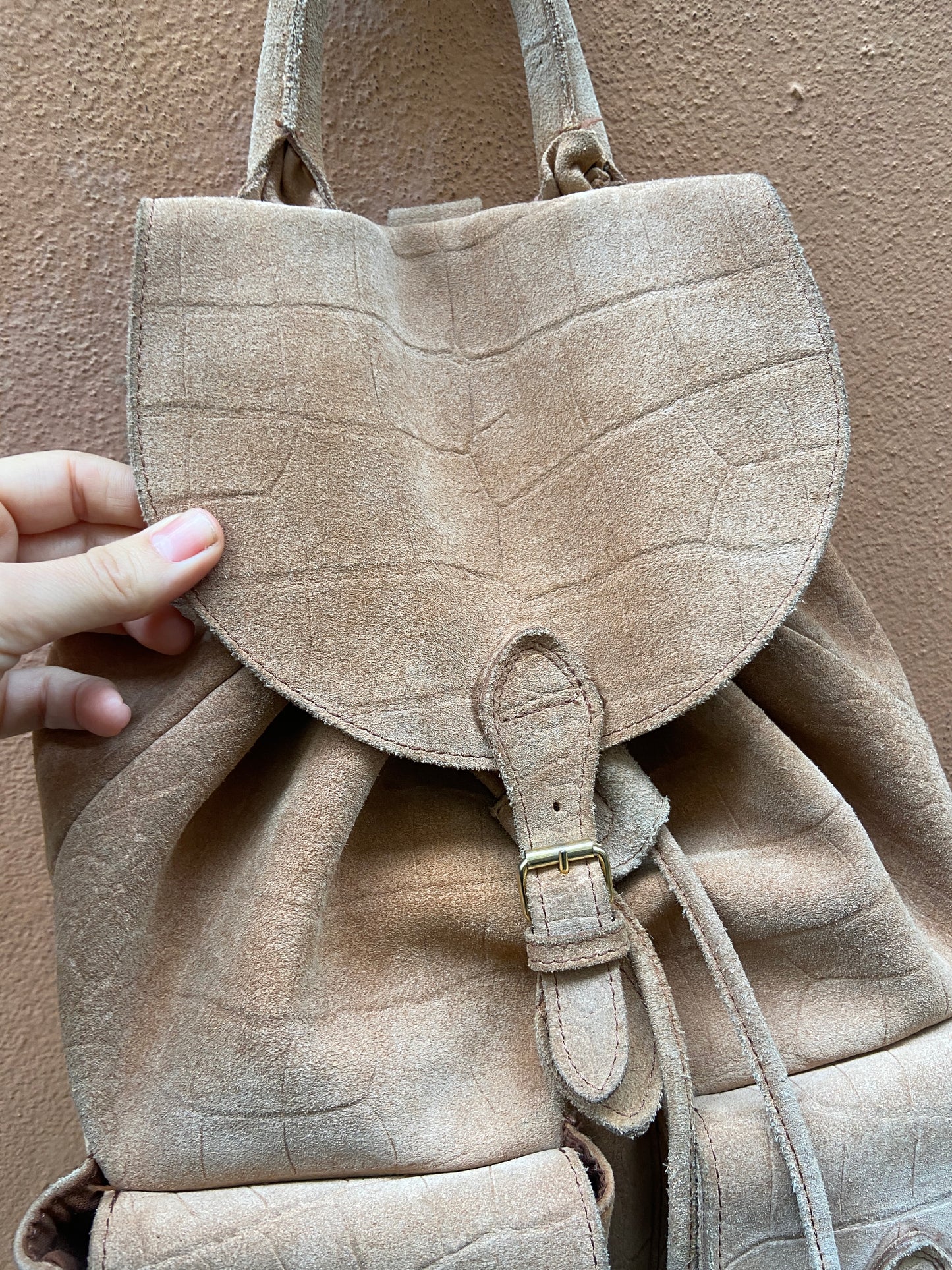Zaino scamosciato beige