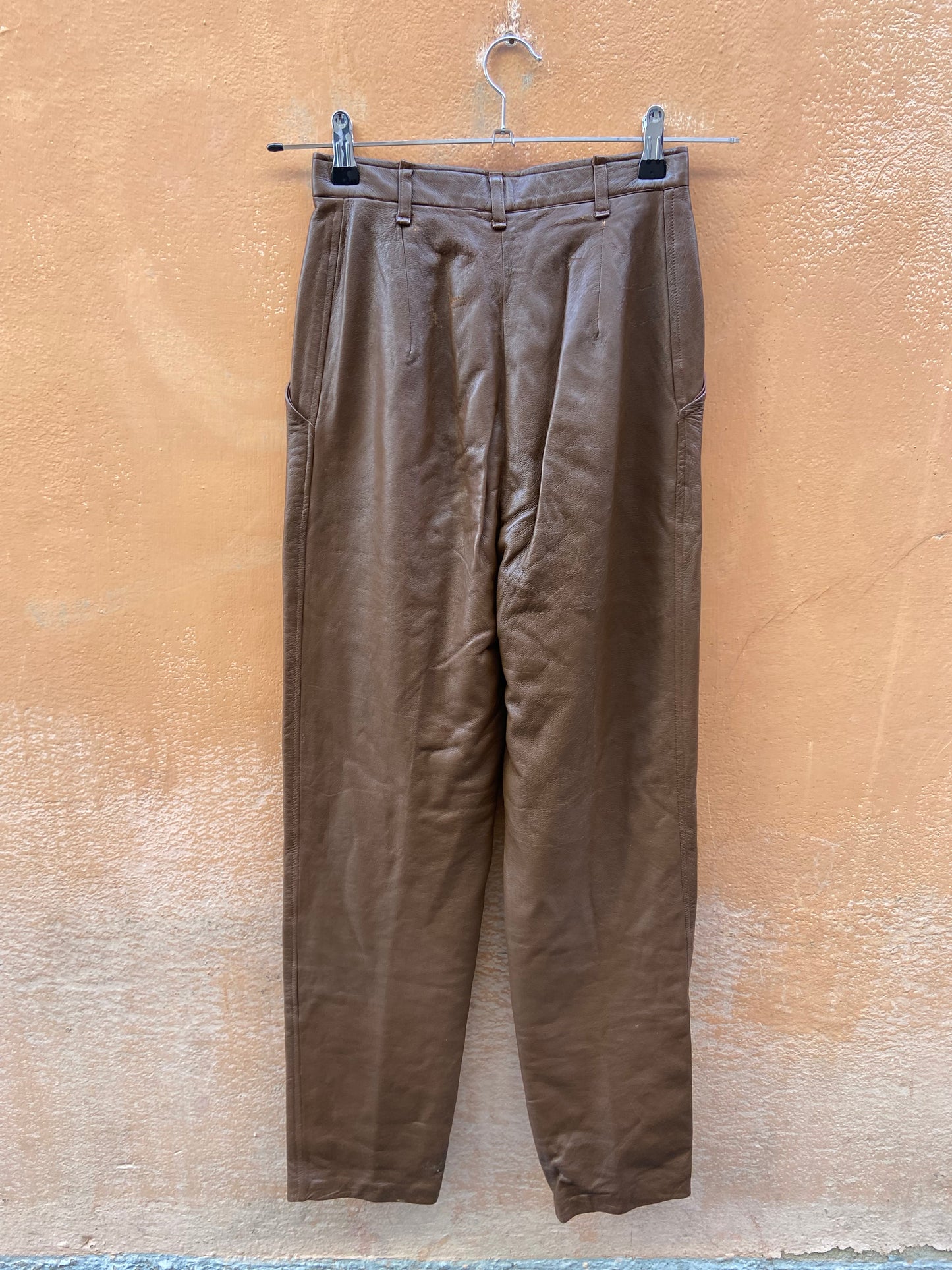 Pantalone in pelle marrone