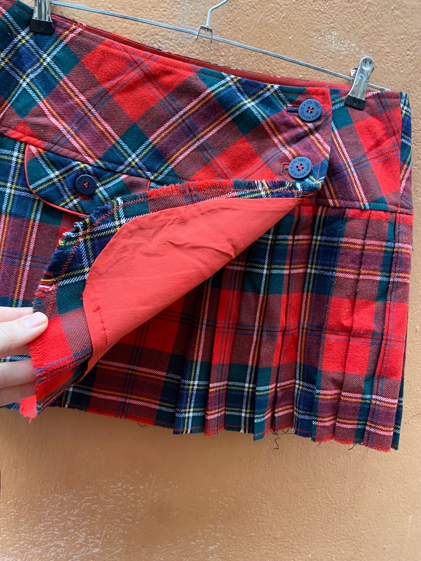 Mini tartan rosso vita bassa