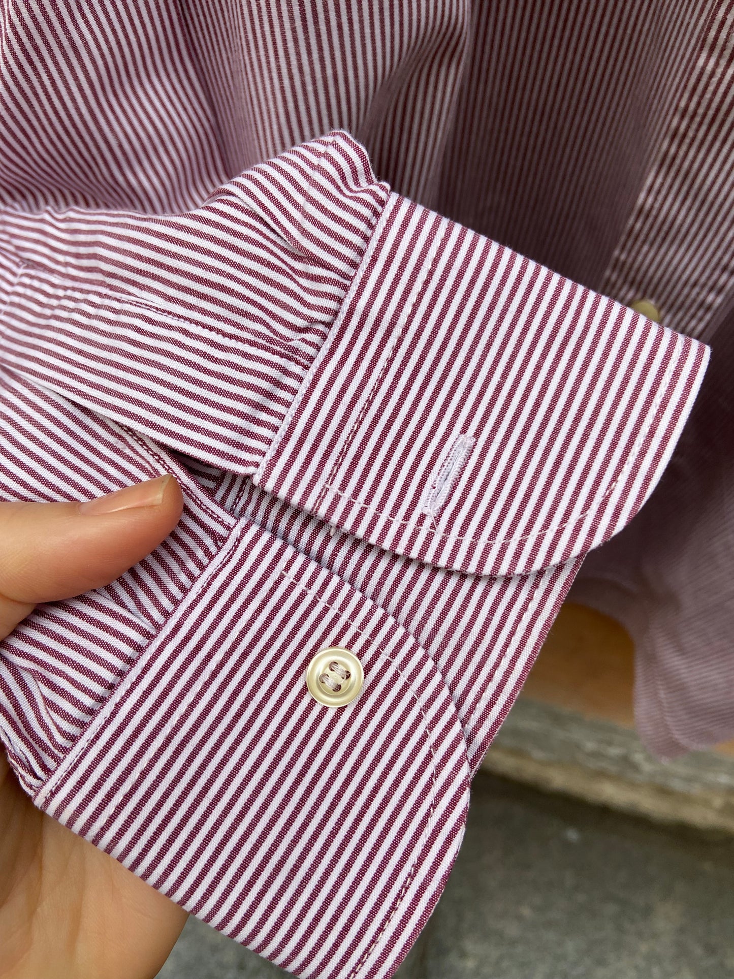 Camicia a righe piccole bordeaux