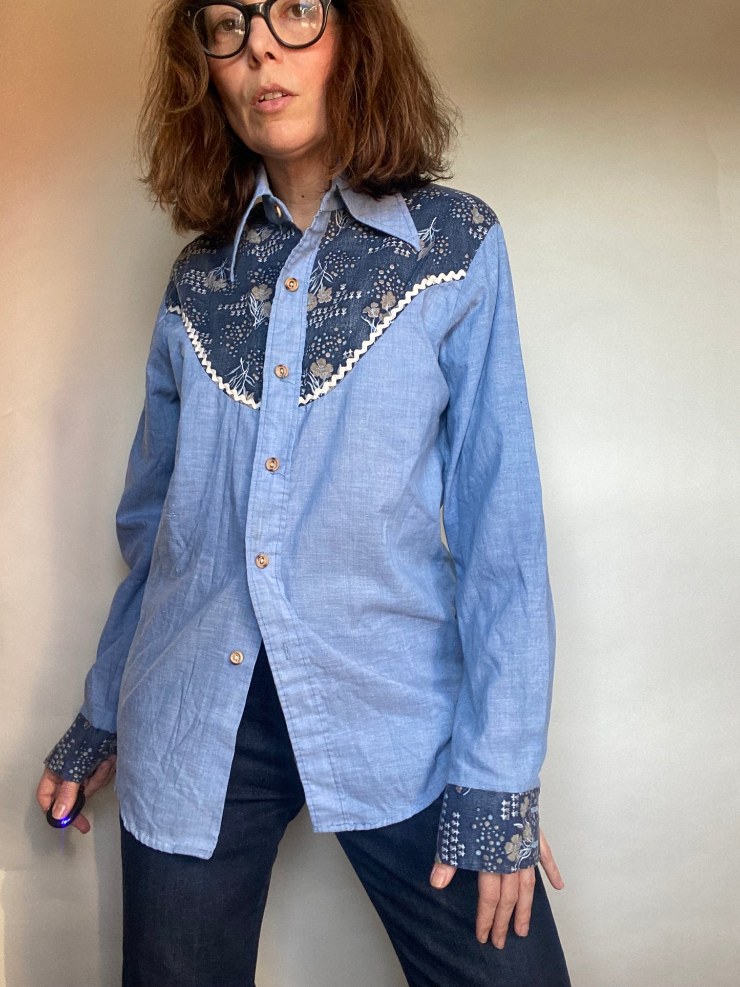 Camicia jeans floreale