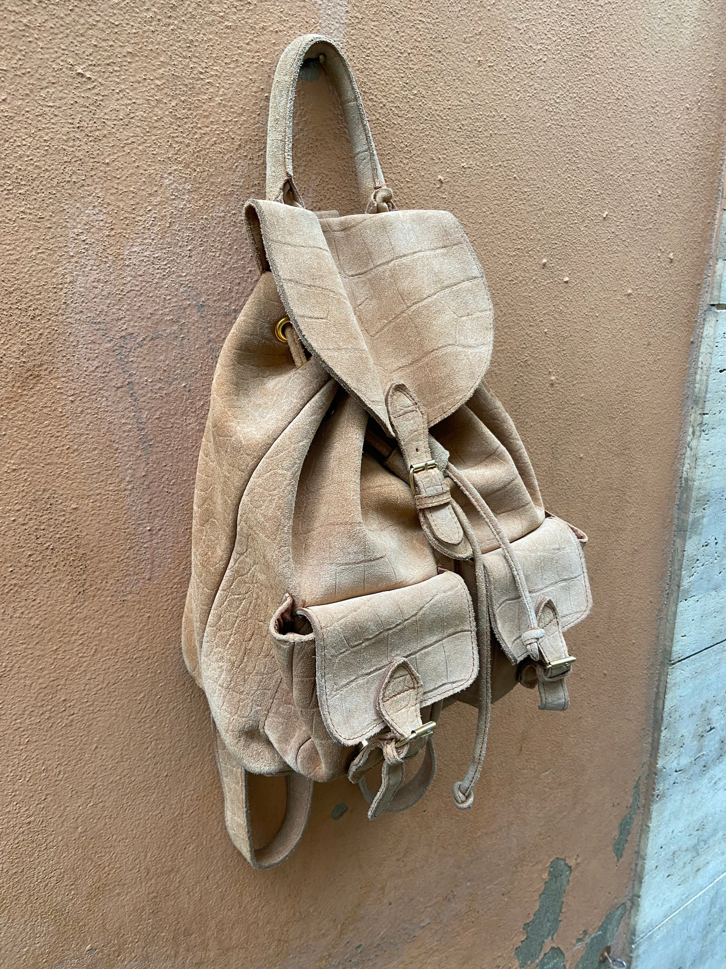 Zaino scamosciato beige
