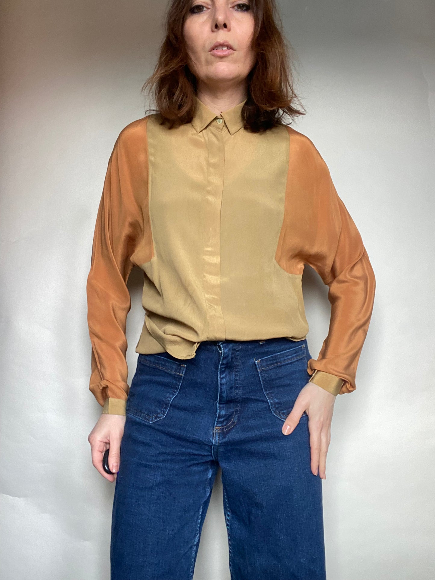 Camicia seta bicolore