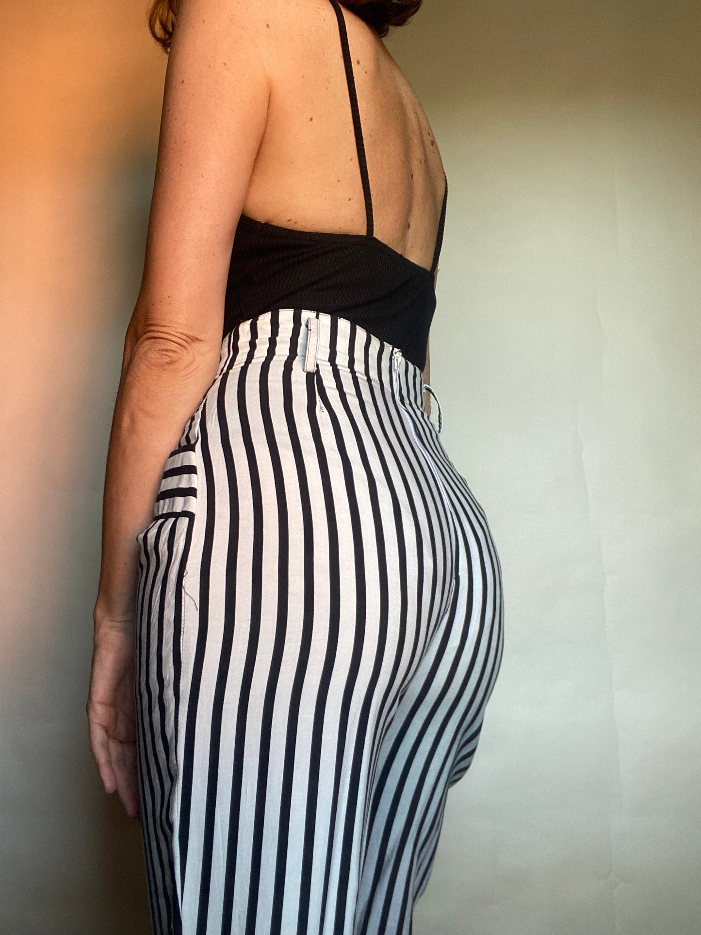 pantalone vita altissima righe