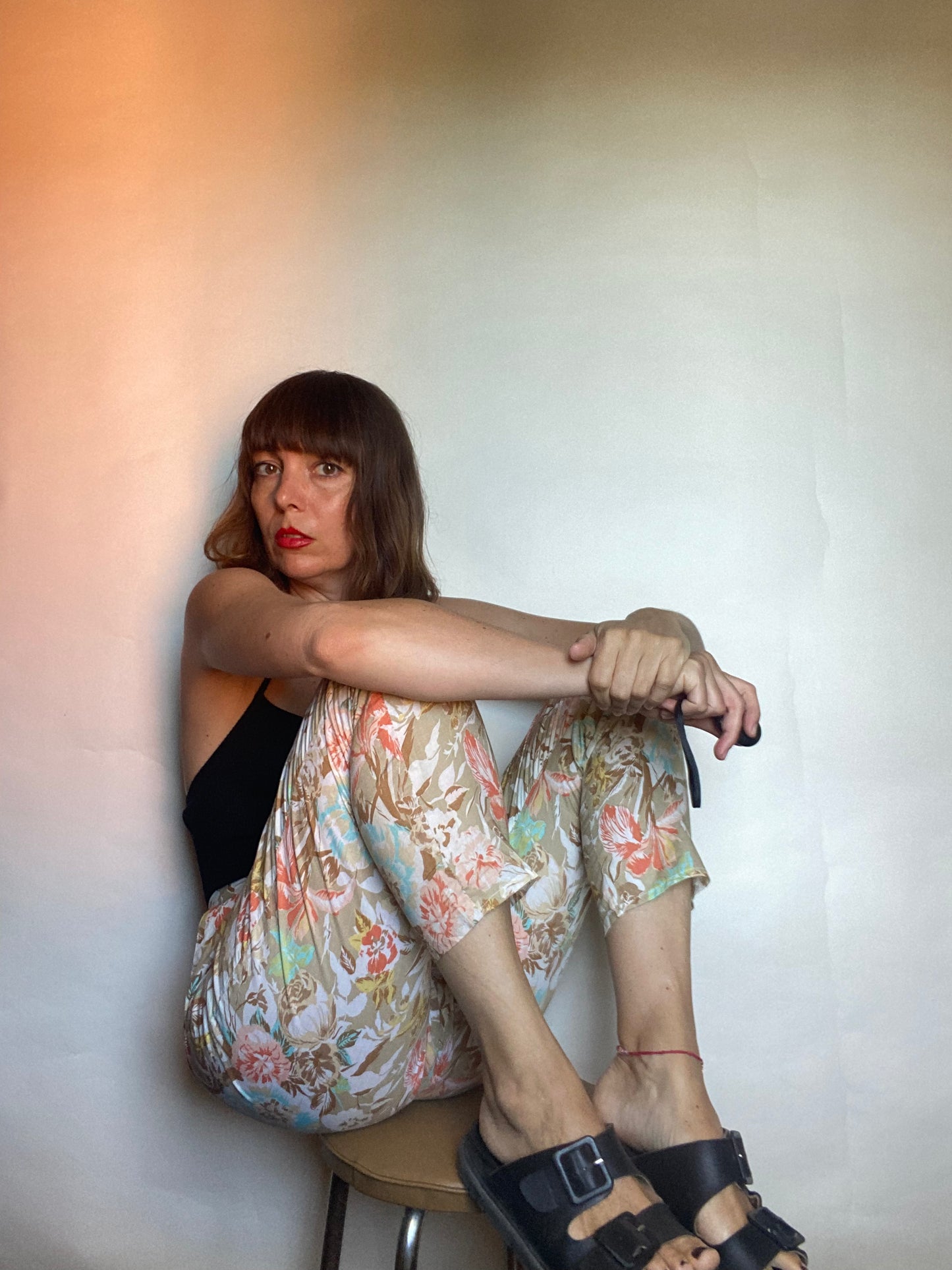 pantalone anni 80 floreale