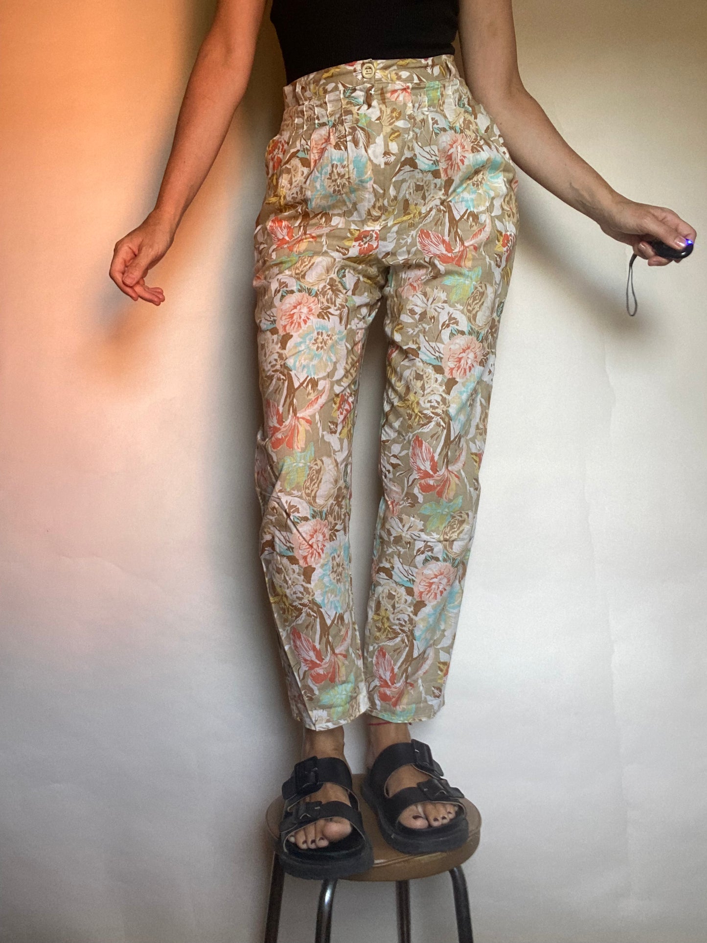 pantalone anni 80 floreale