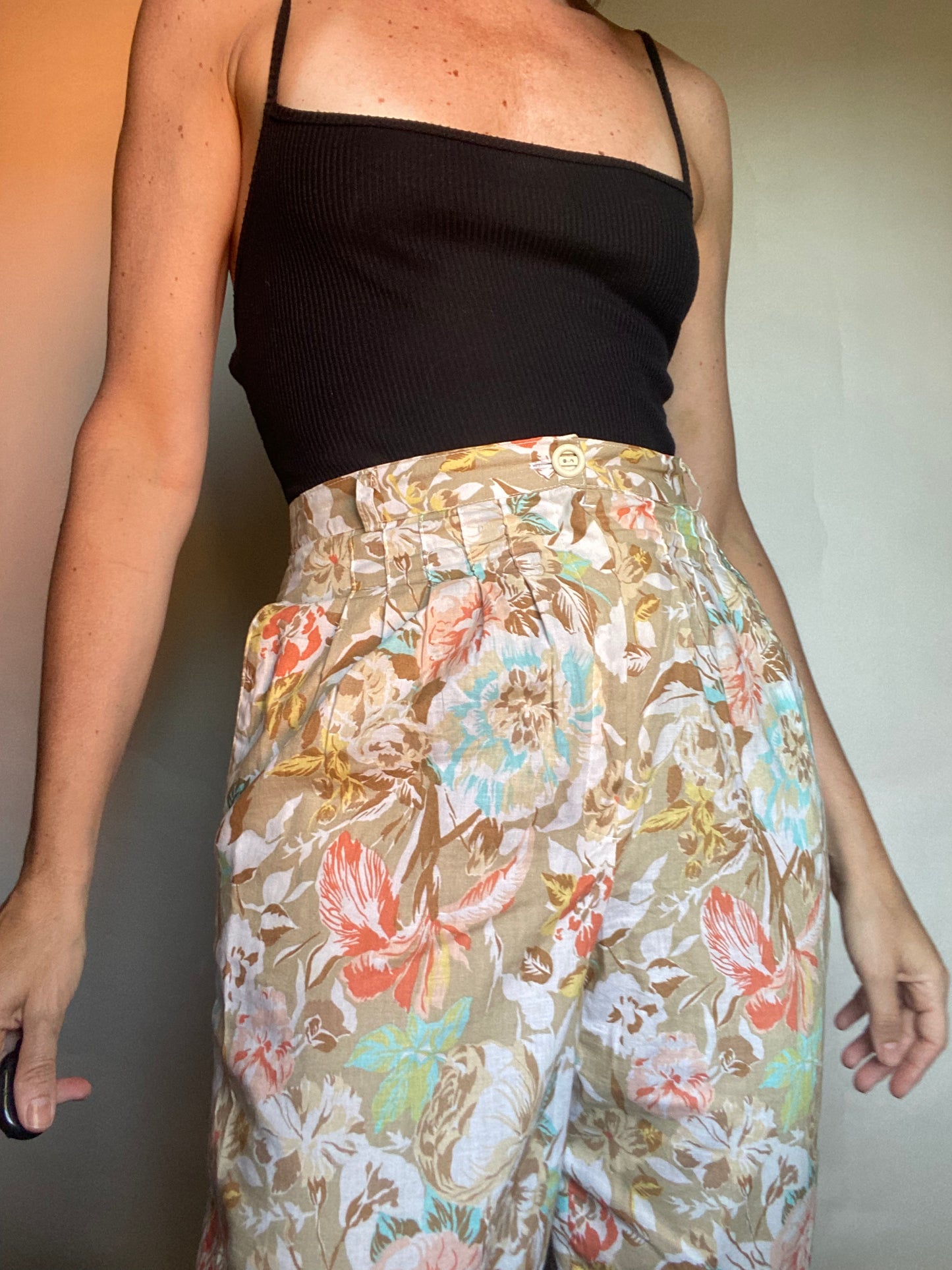 pantalone anni 80 floreale
