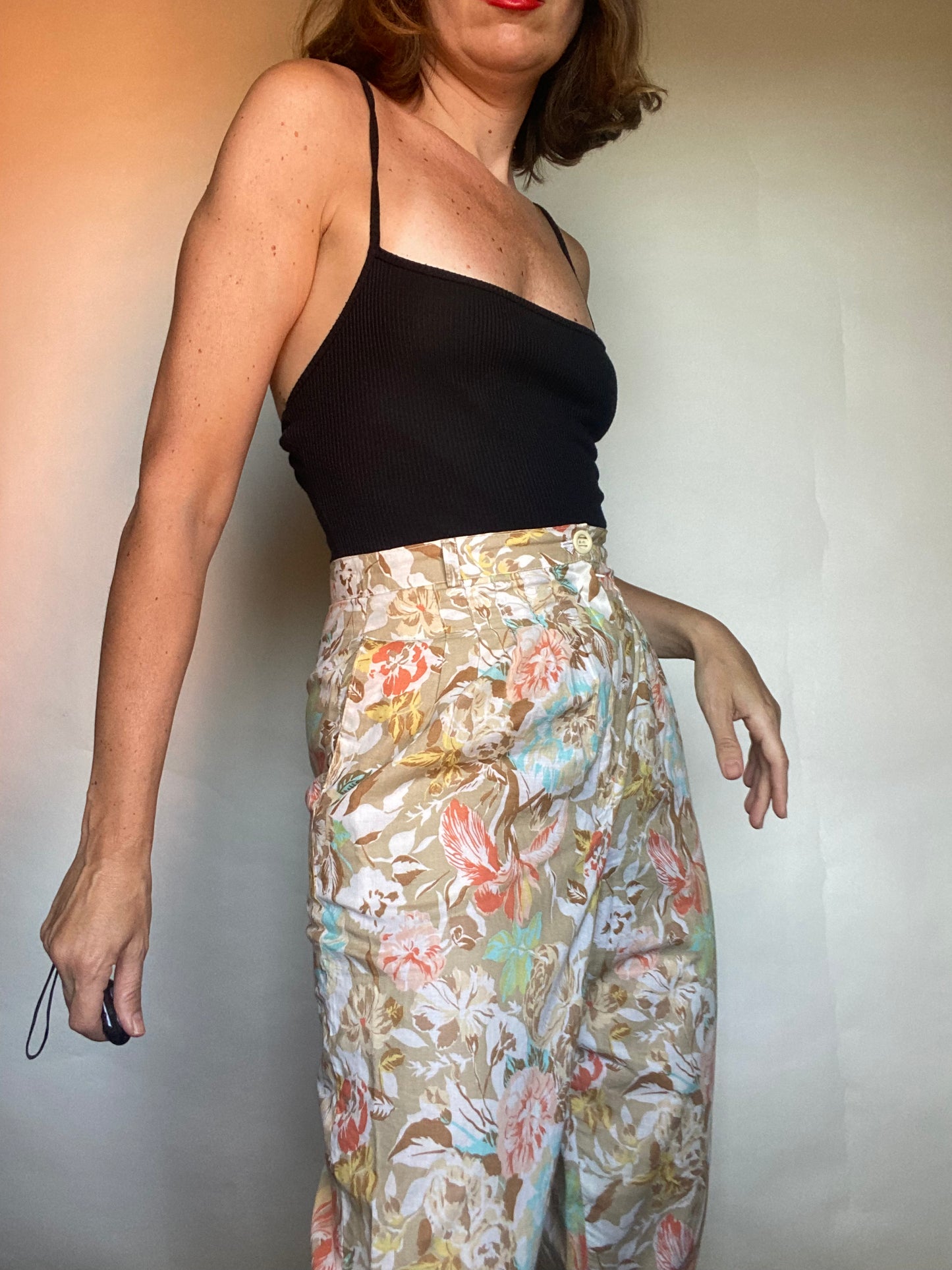 pantalone anni 80 floreale