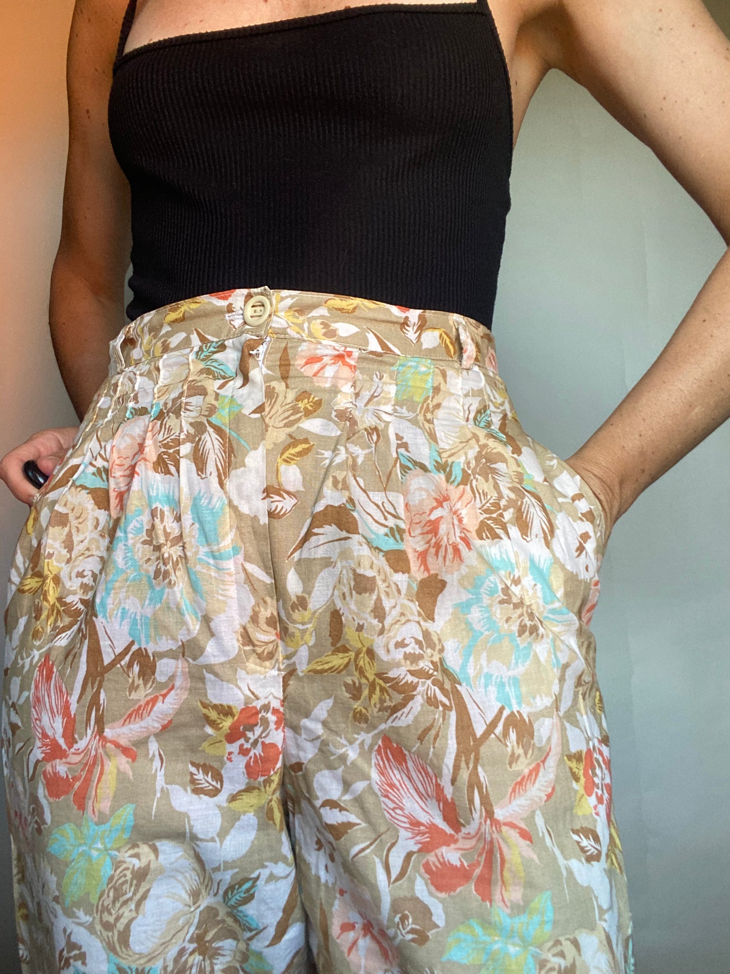 pantalone anni 80 floreale