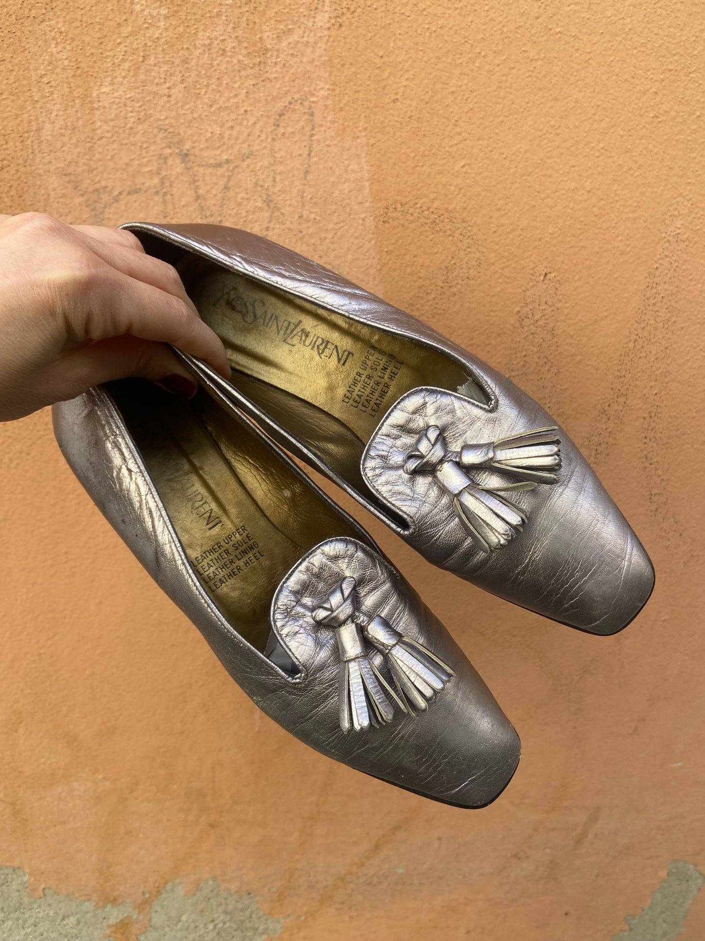 Mocassino argento YSL 38