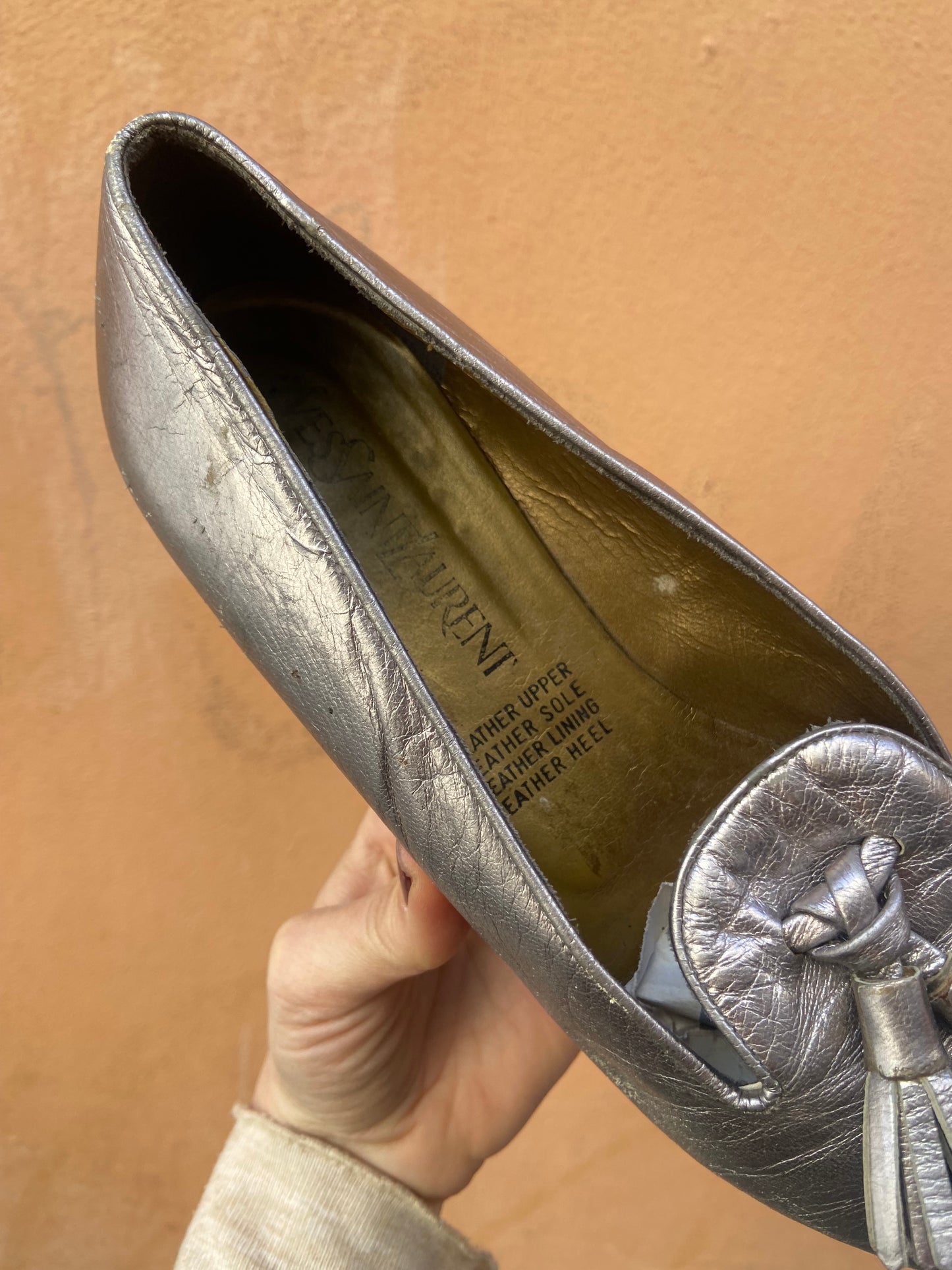 Mocassino argento YSL 38