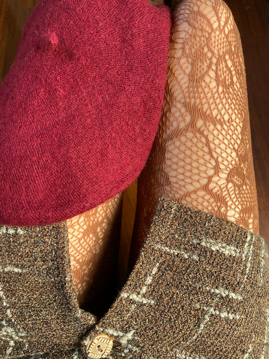 Collant pizzo marrone