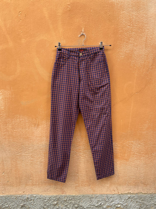Pantalone quadretti blu rosso