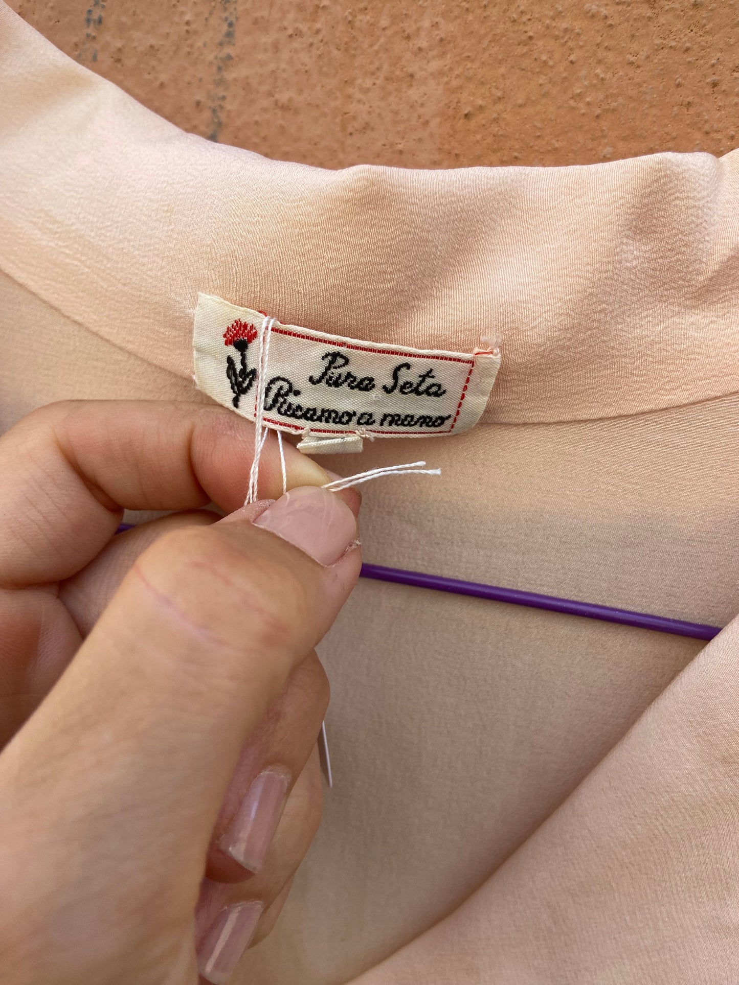 Camicia seta rosa pesca