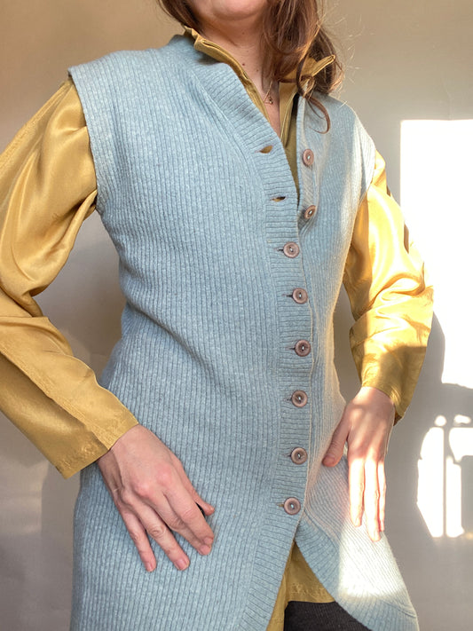 Gilet lungo azzurro