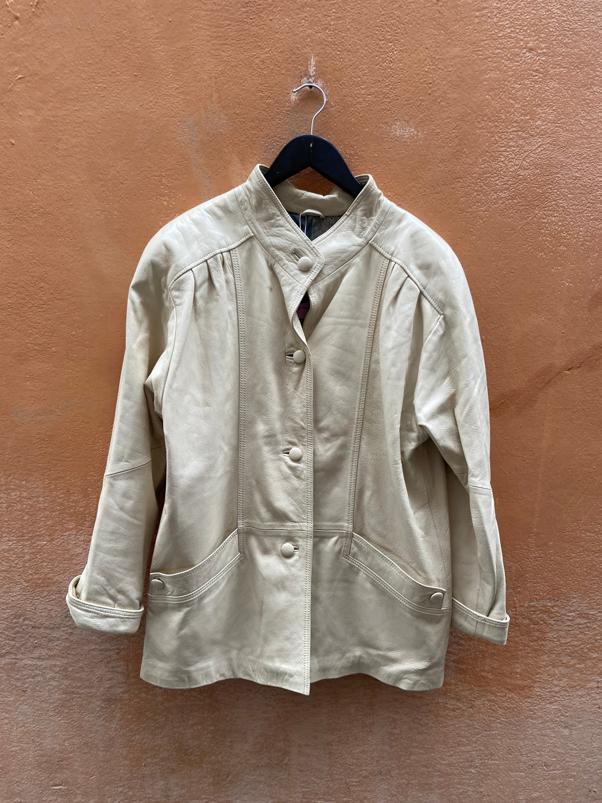 Giacca in pelle panna 80s