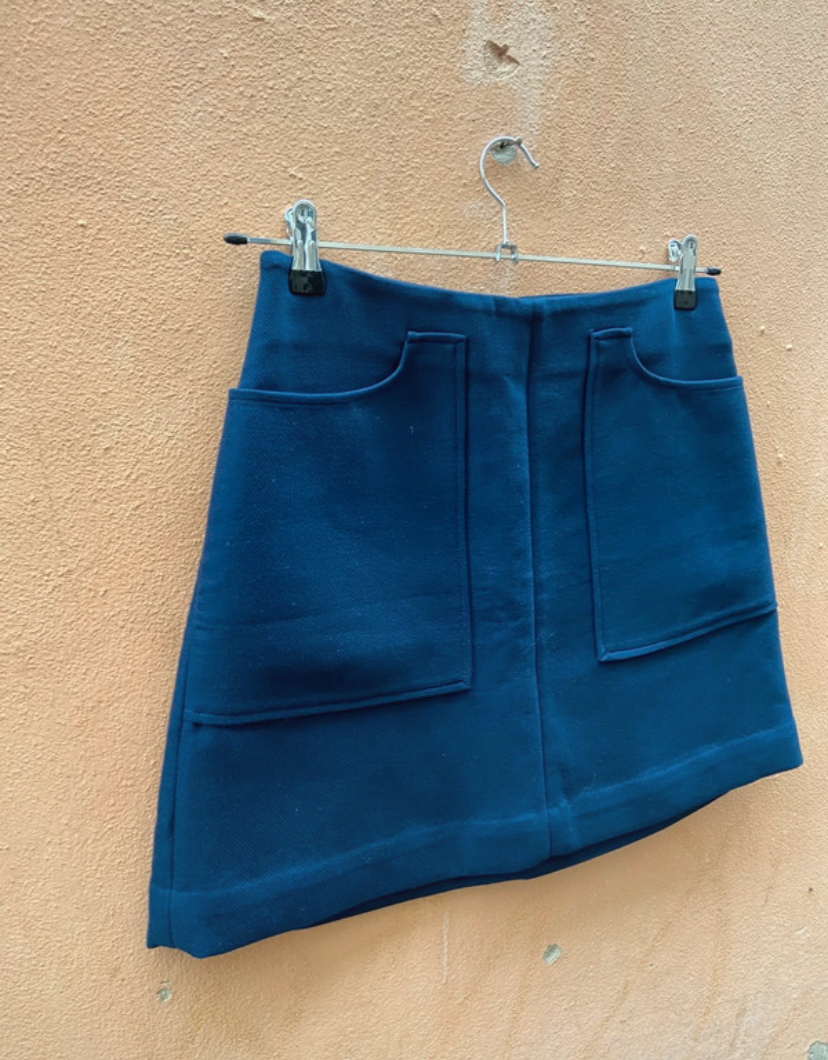 Gonna blu trapezio