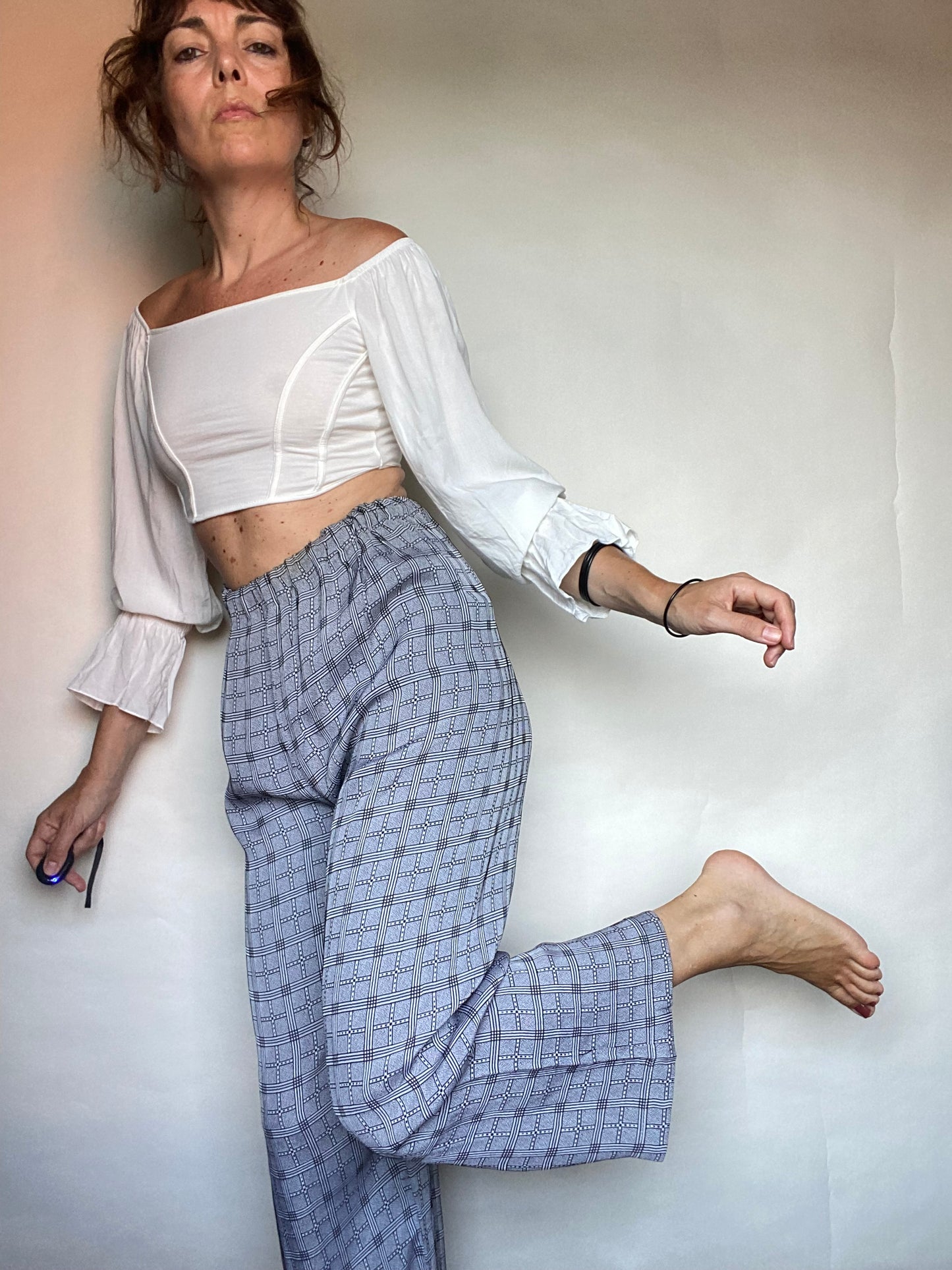 Pantalone fluido quadretti