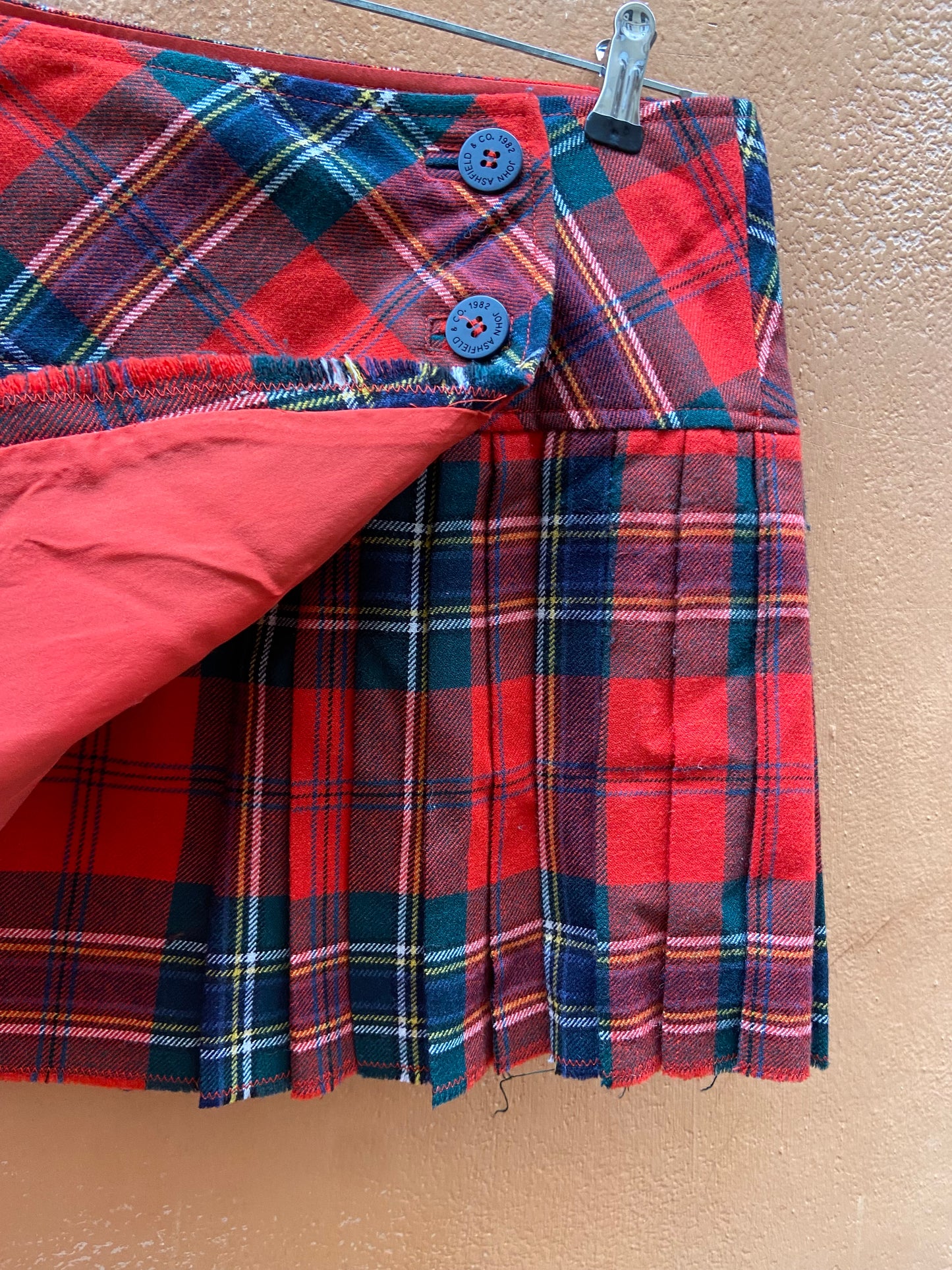 Mini tartan rosso vita bassa