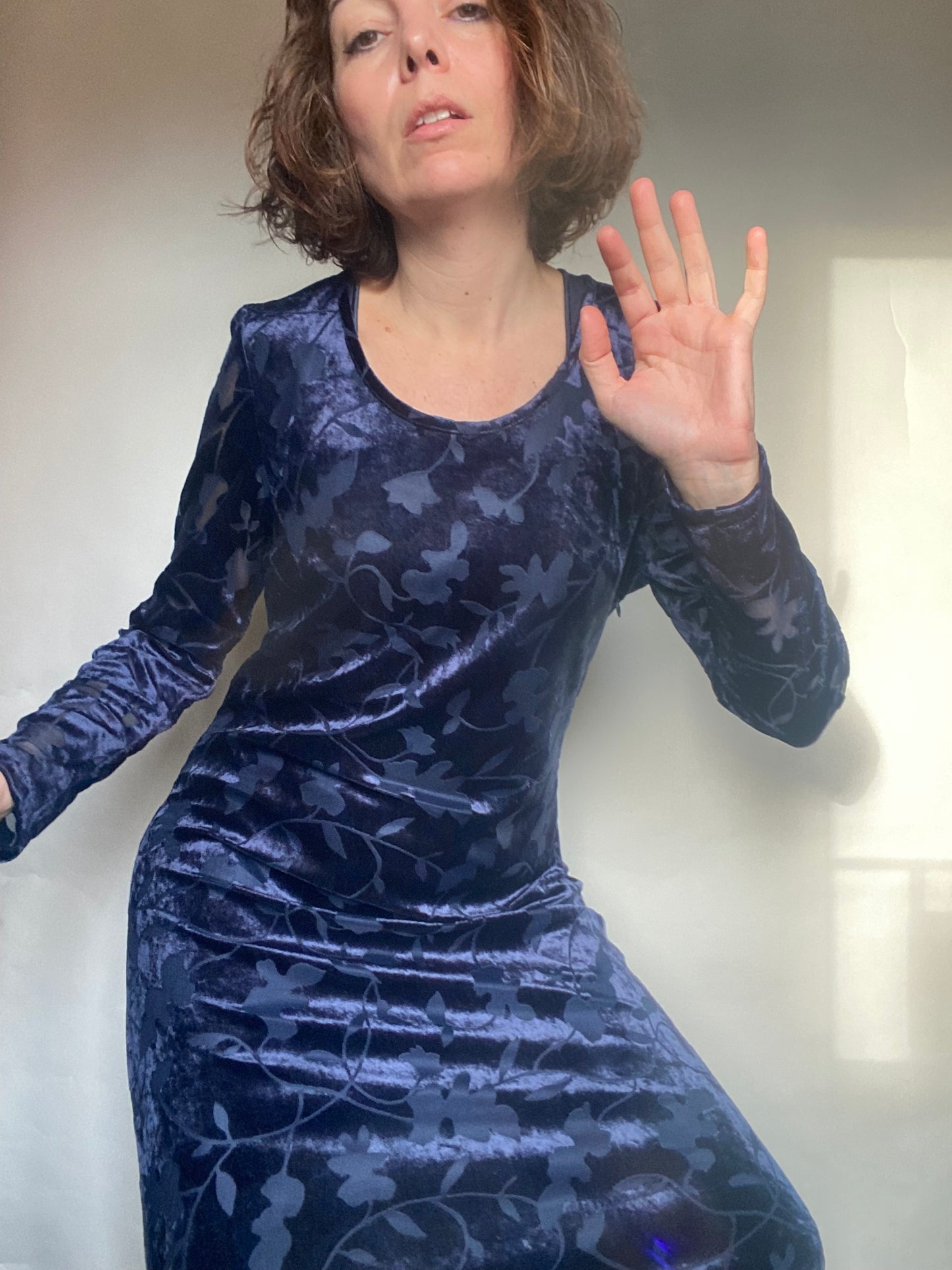 Abito lungo velluto damascato