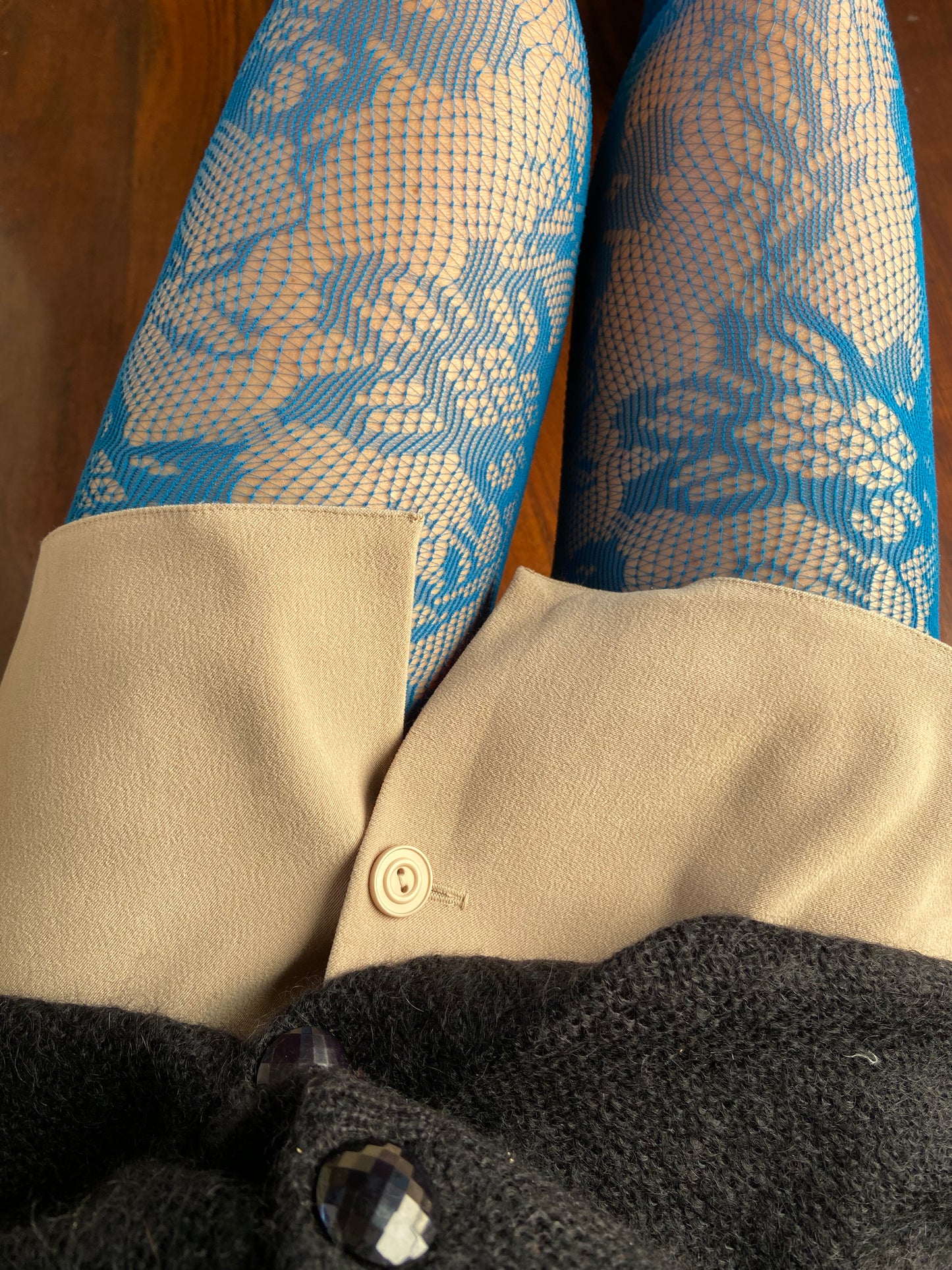 Collant pizzo bluette