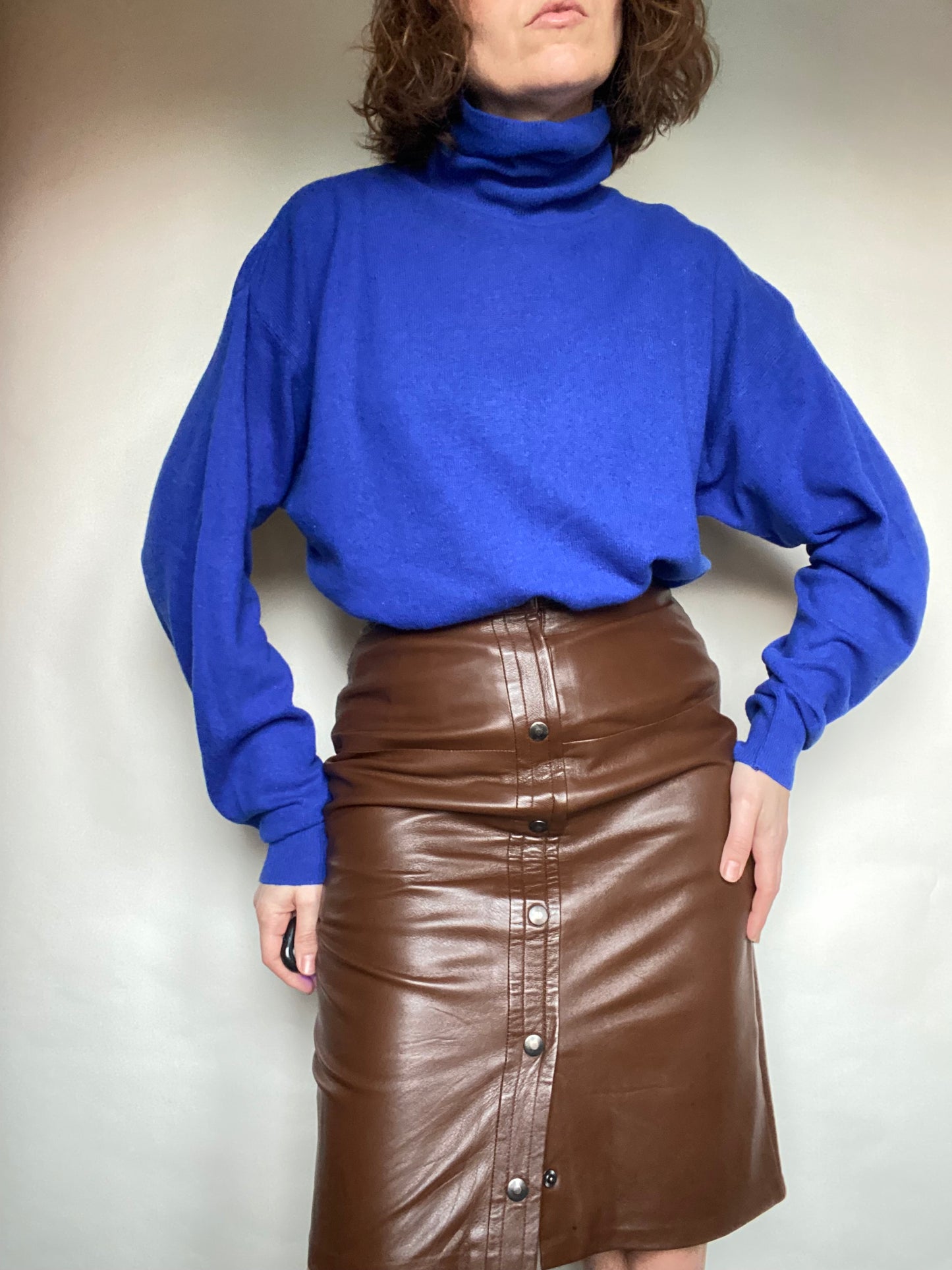 Gonna in pelle marrone