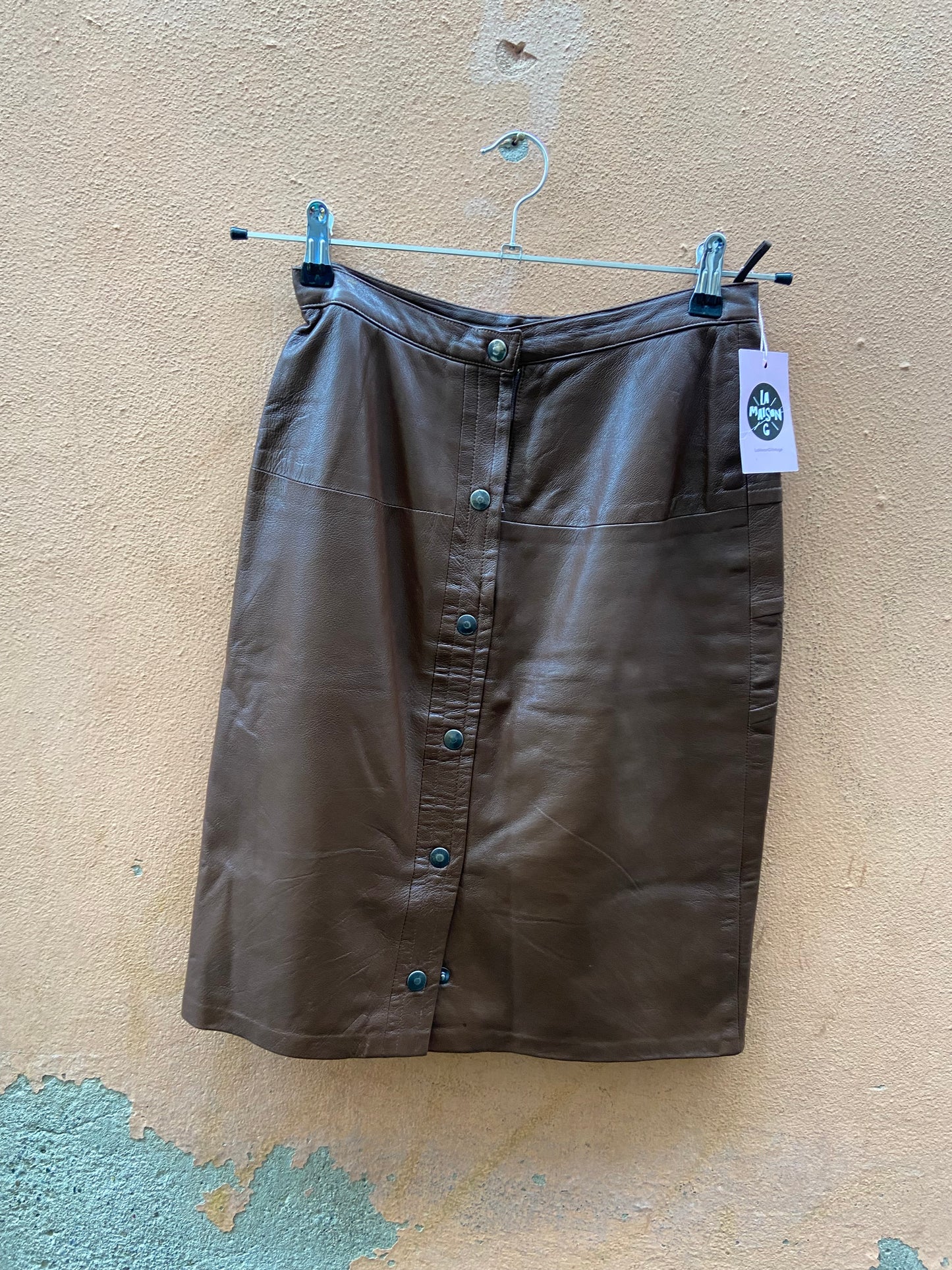 Gonna in pelle marrone