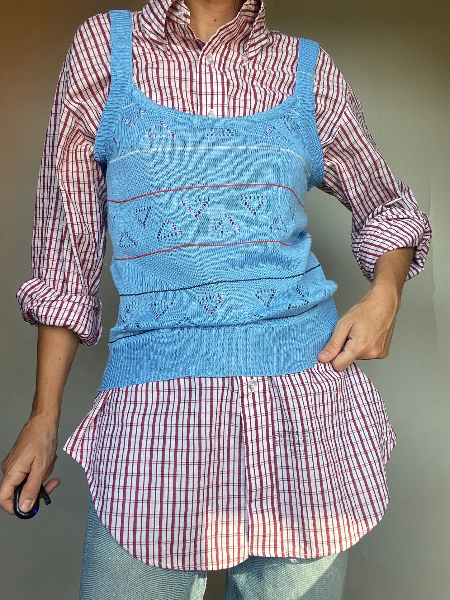 Top azzurro 70s