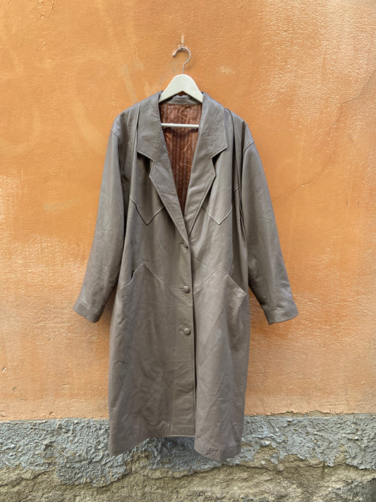 Trench in pelle grigio