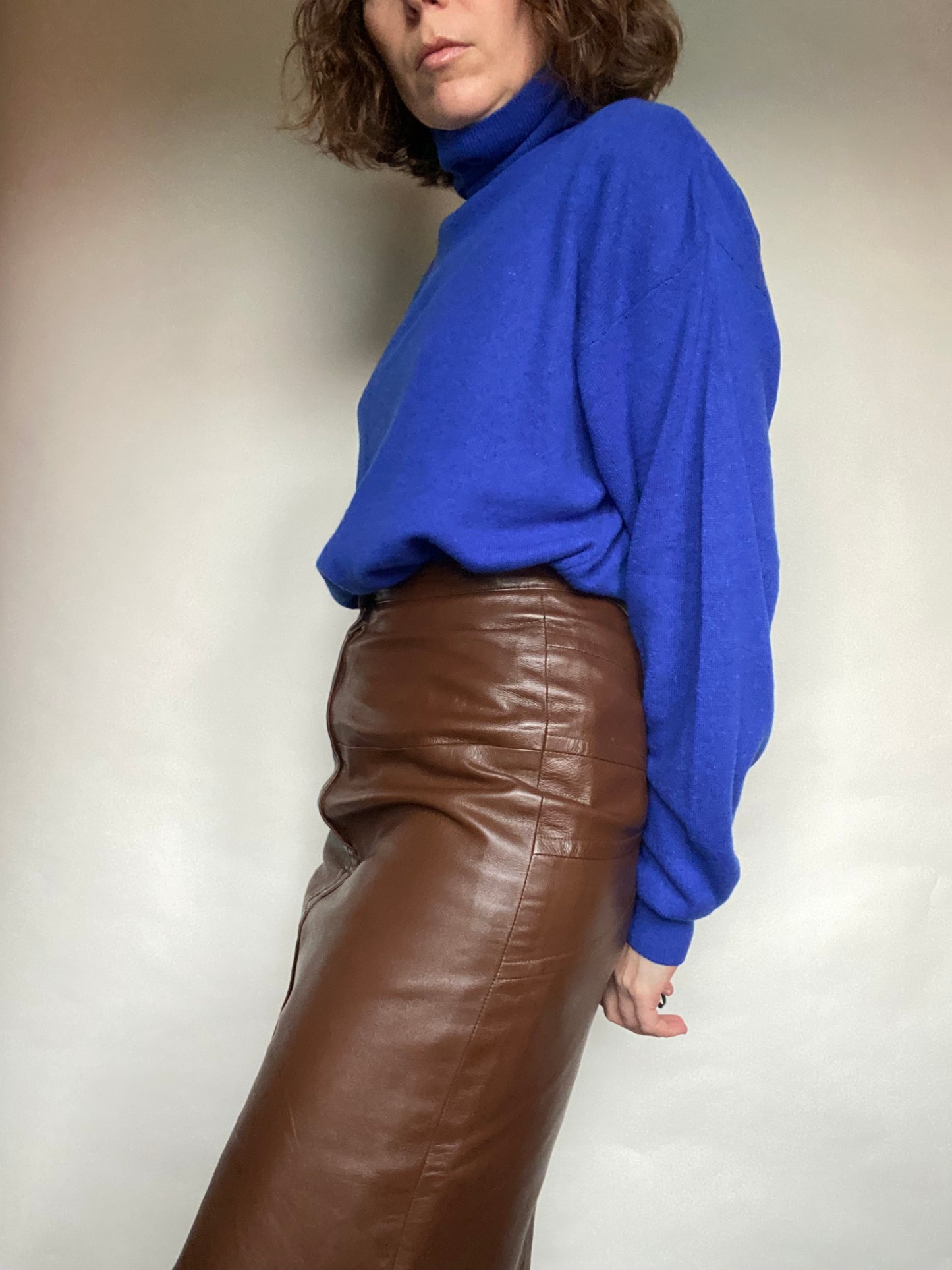 Gonna in pelle marrone