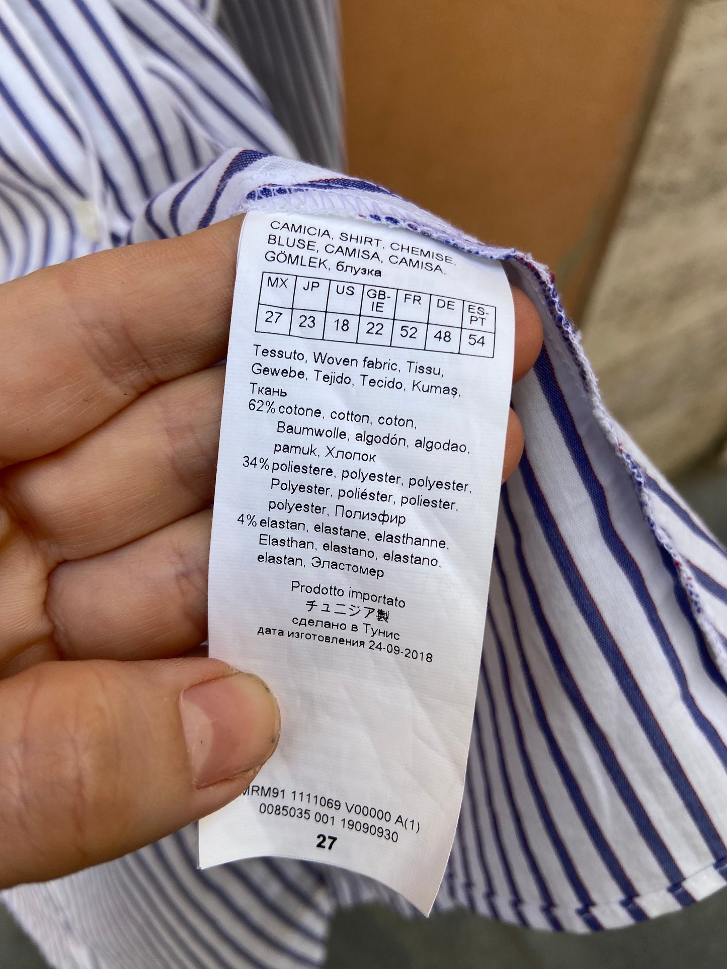 Camicia righe blu rosso