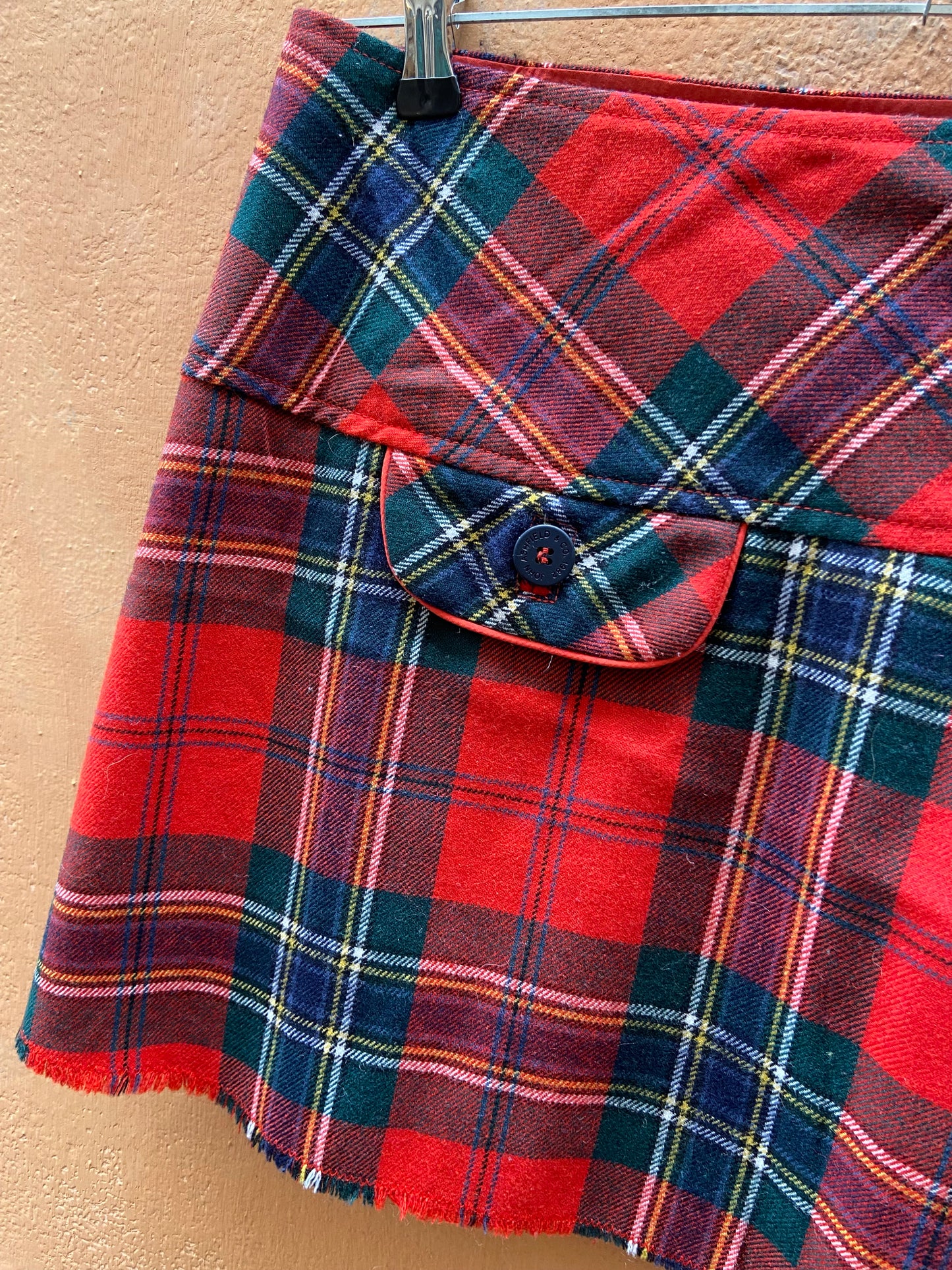 Mini tartan rosso vita bassa