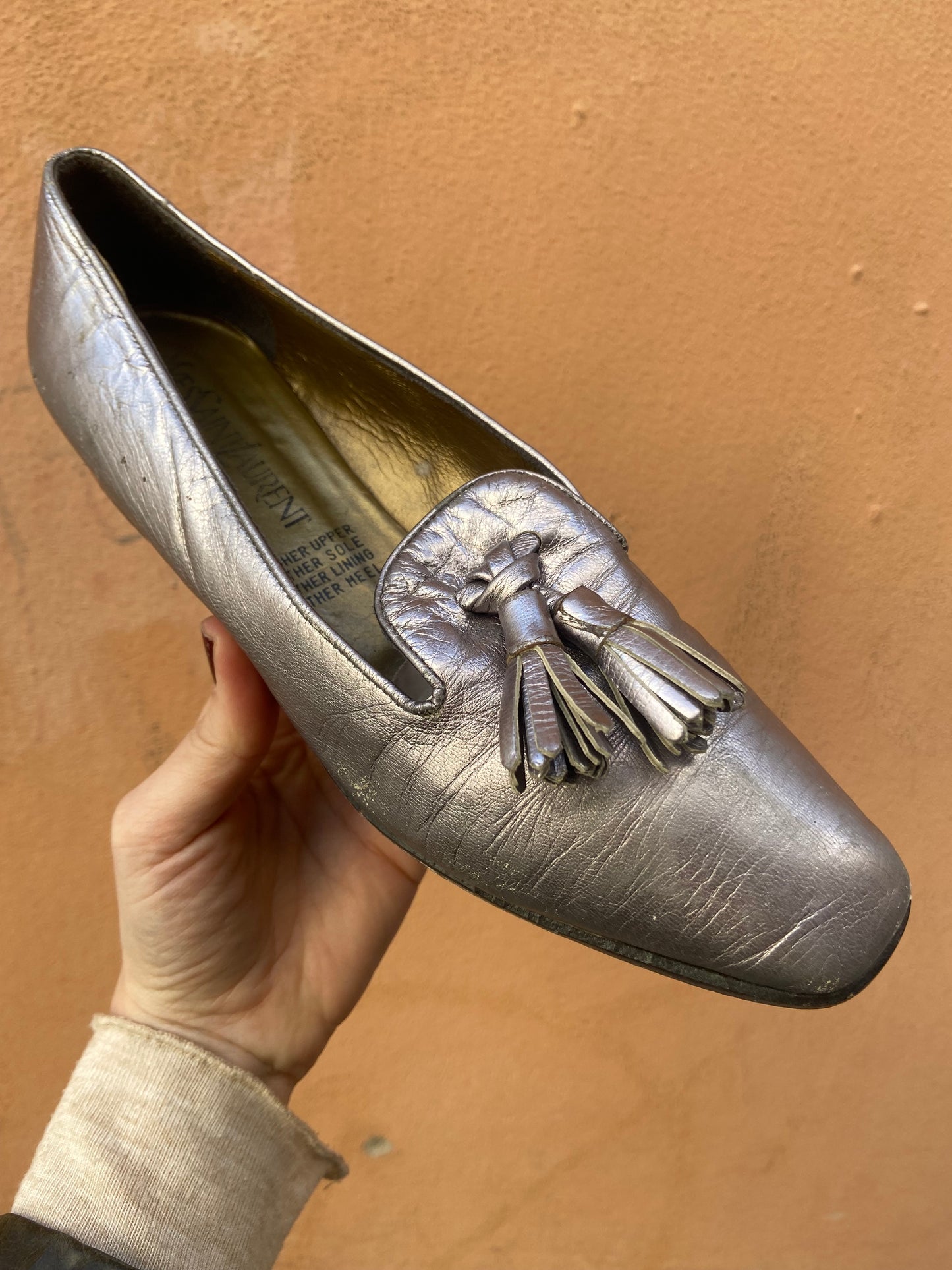 Mocassino argento YSL 38