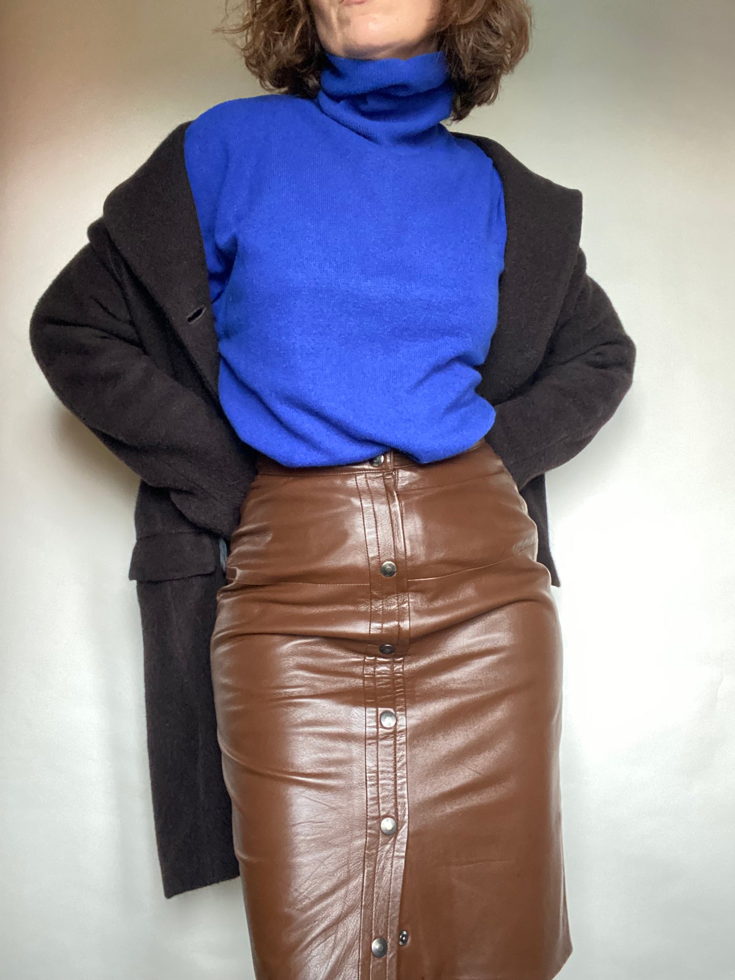 Gonna in pelle marrone