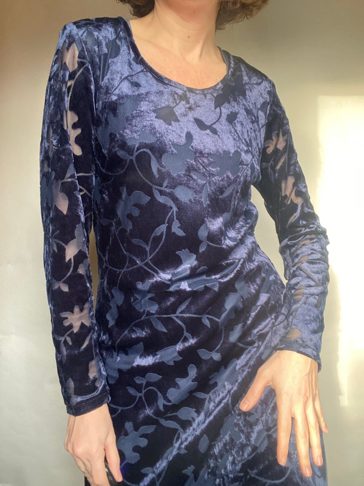 Abito lungo velluto damascato