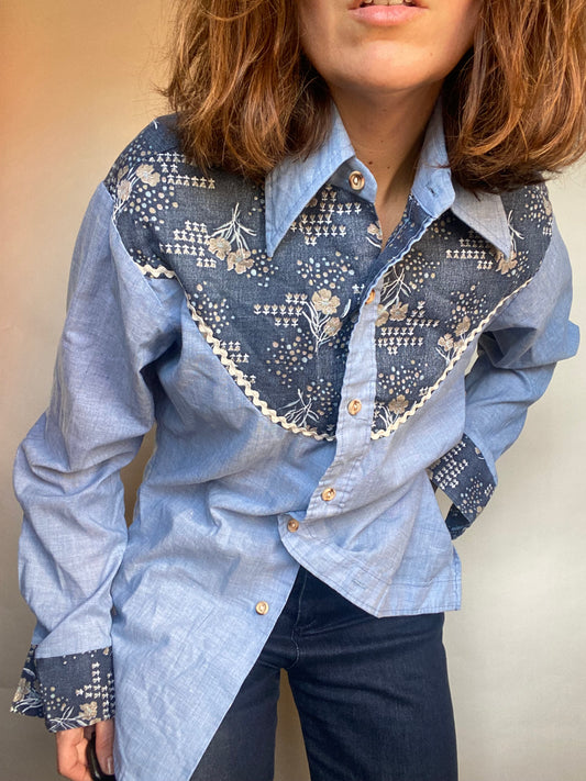 Camicia jeans floreale