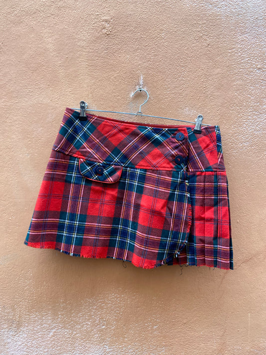 Mini tartan rosso vita bassa